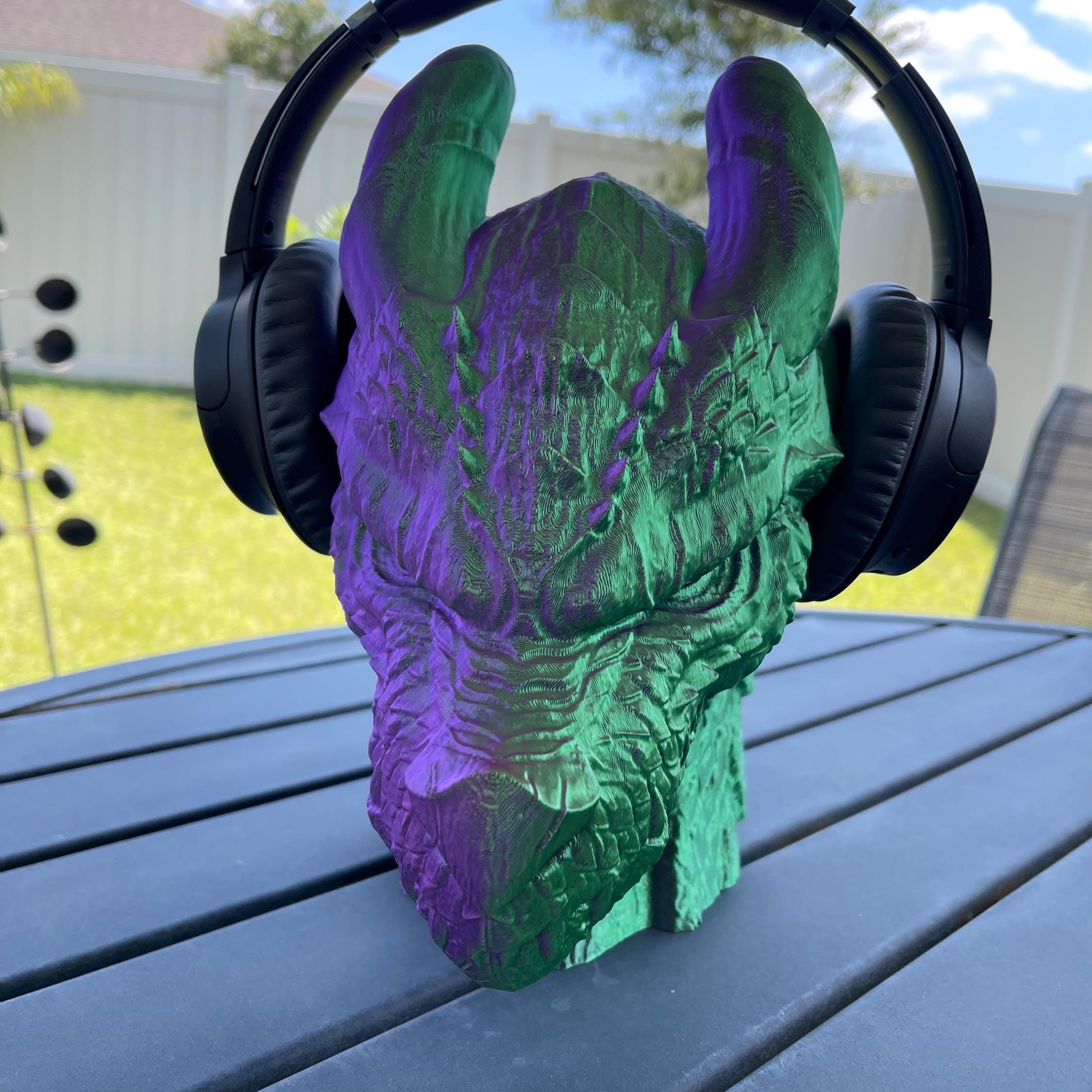 Dragon Headphone Holder 3D Print Home Decor Customizable Choose Color-Create Fantasy Crafts