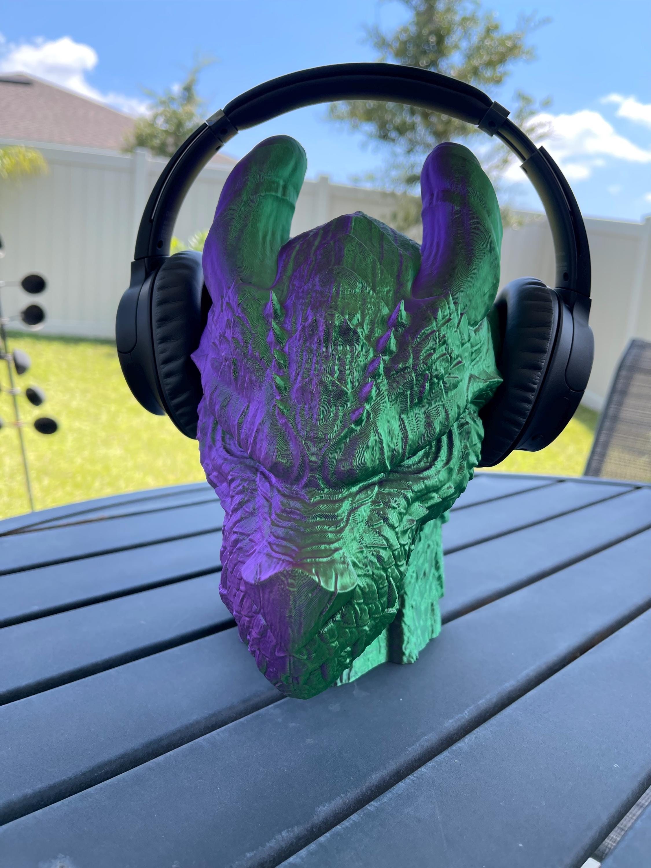 Dragon Headphone Holder 3D Print Home Decor Customizable Choose Color-Create Fantasy Crafts