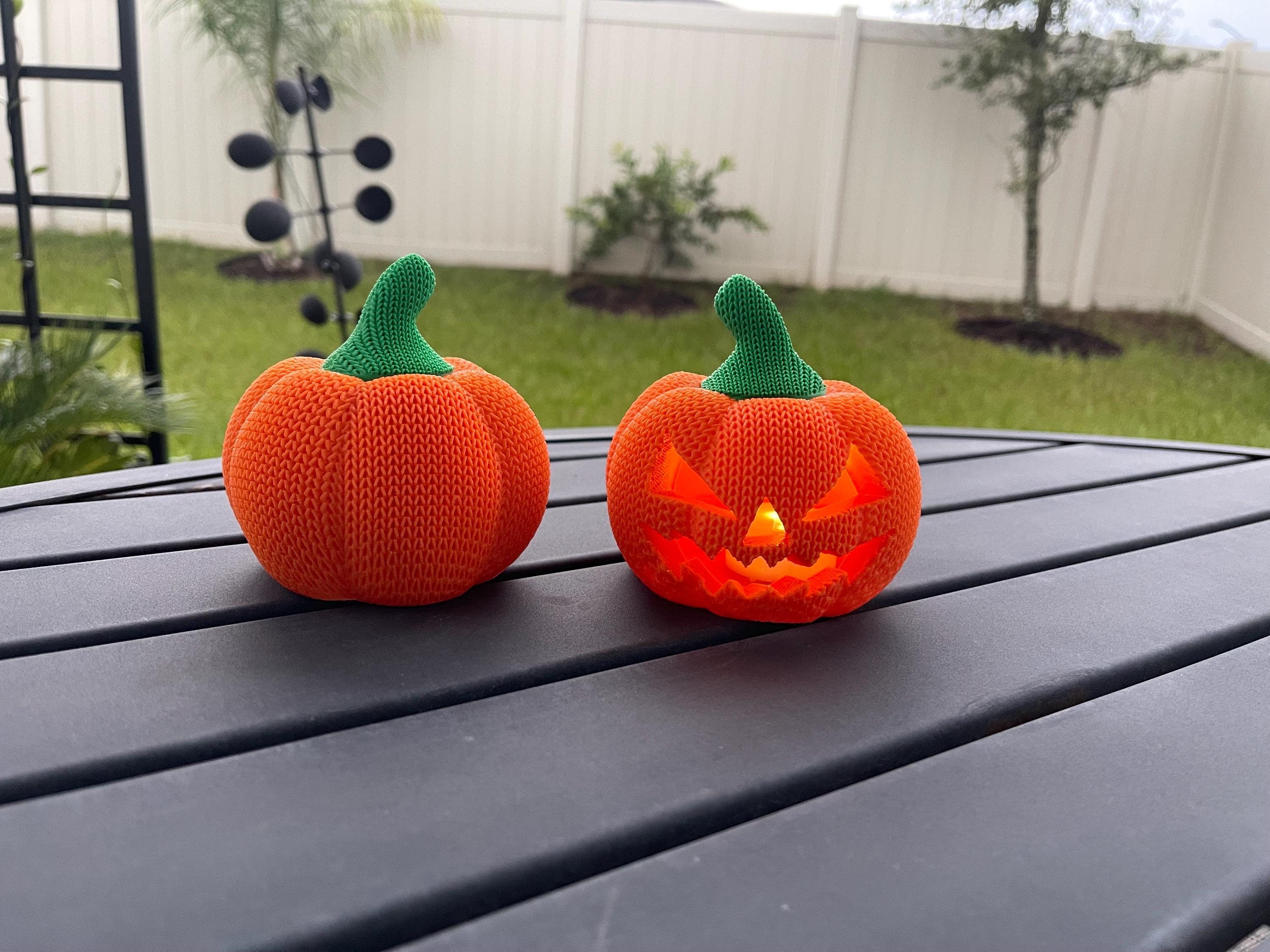 Knitted Pumpkin Tea Light Holder 3D Print Home Decor Customizable Choose Color-Create Fantasy Crafts