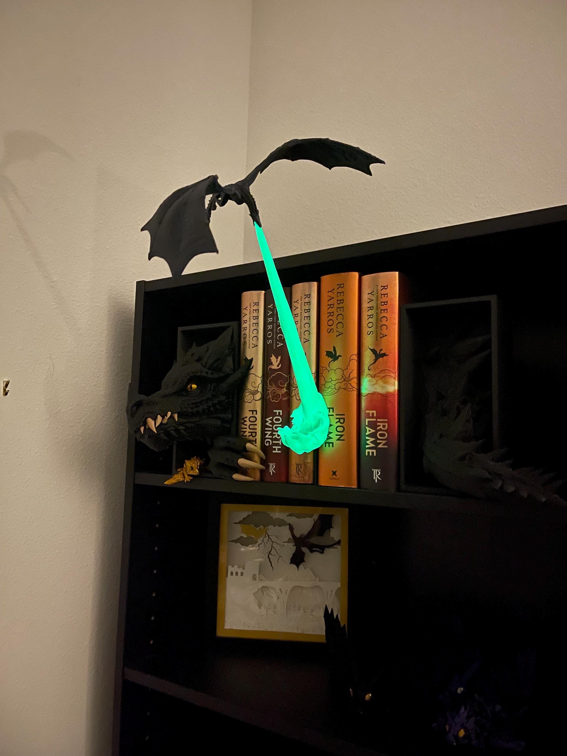 Fire Breathing Dragon Wyvern Book Nook - Glow in Dark Flame-Create Fantasy Crafts