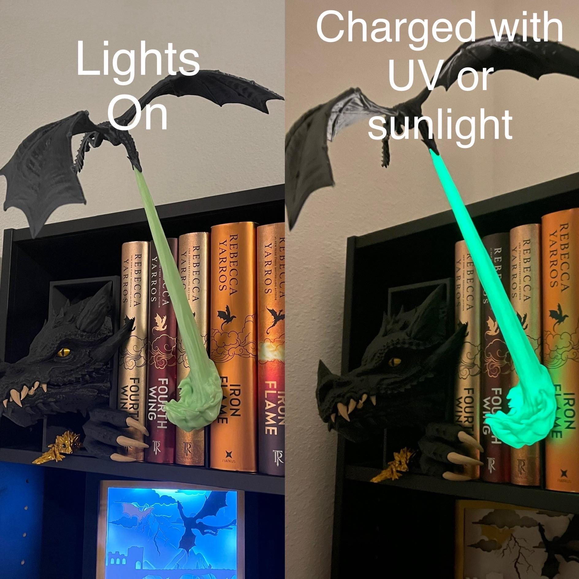 Fire Breathing Dragon Wyvern Book Nook - Glow in Dark Flame-Create Fantasy Crafts