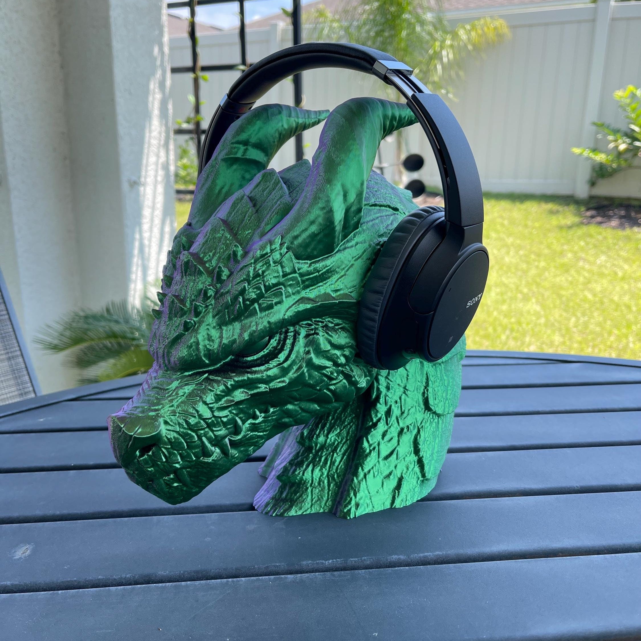 Dragon Headphone Holder 3D Print Home Decor Customizable Choose Color-Create Fantasy Crafts