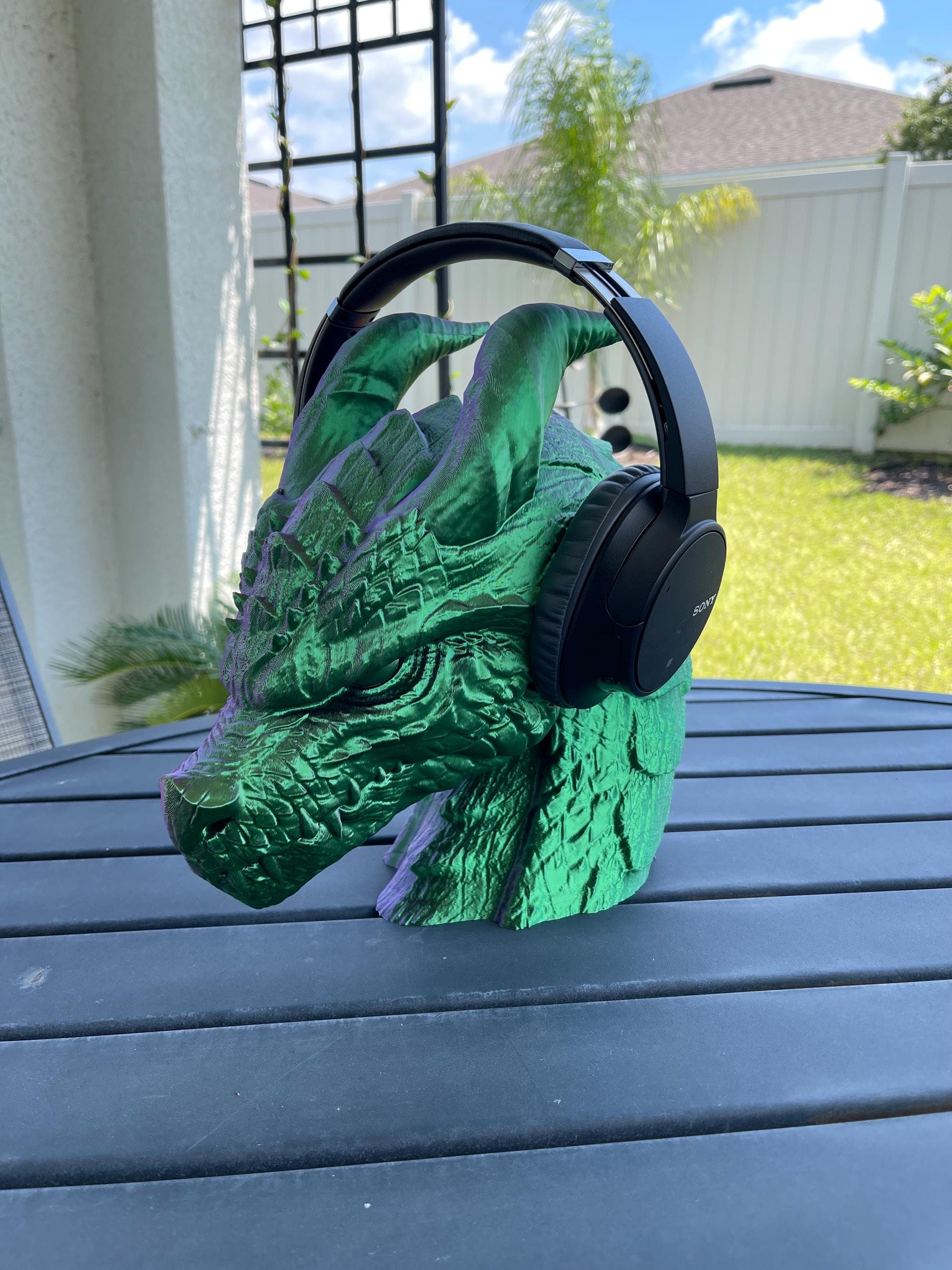 Dragon Headphone Holder 3D Print Home Decor Customizable Choose Color-Create Fantasy Crafts