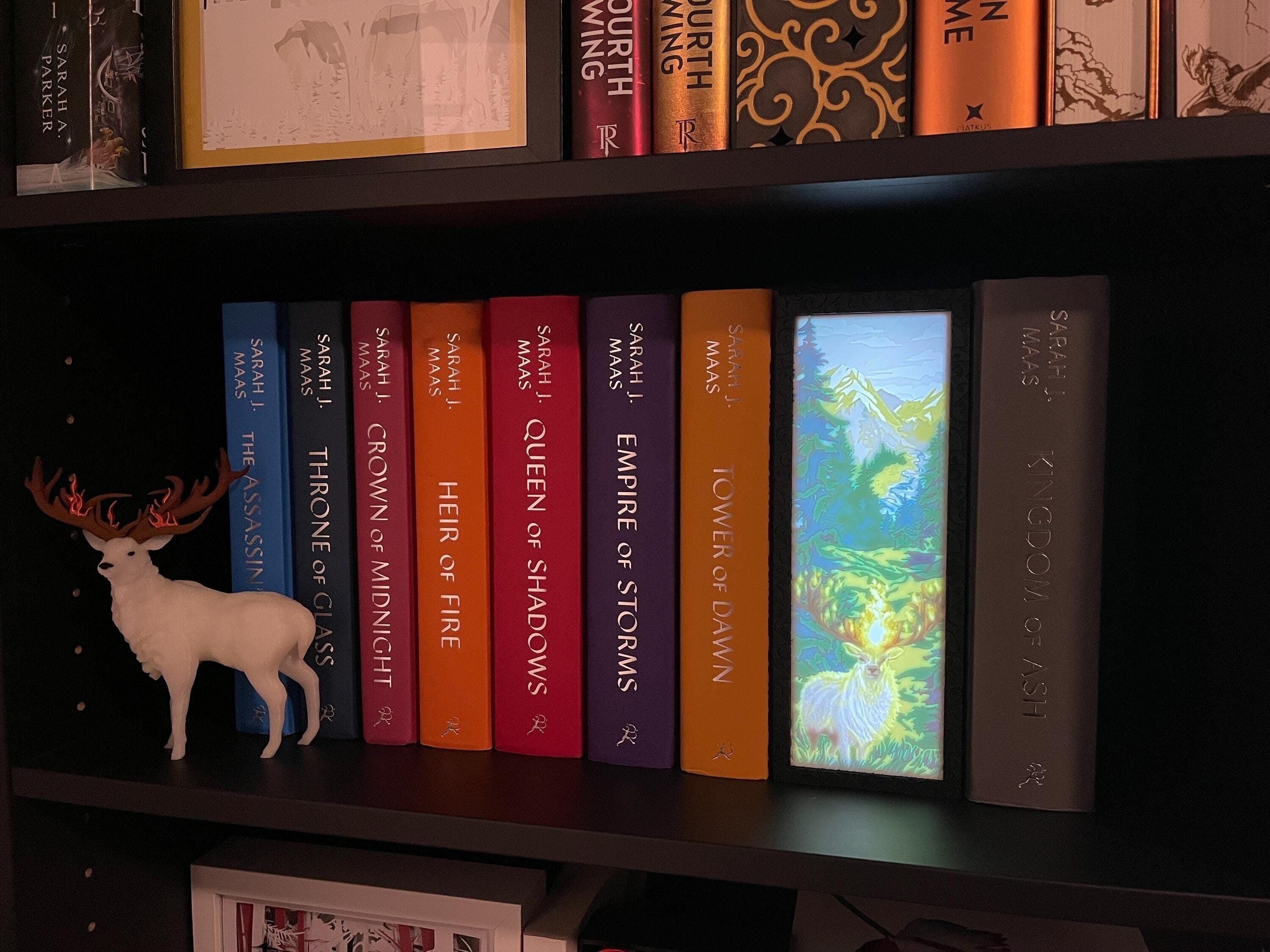 White Stag Light Box Book Nook - 3D Printed Bookshelf Decor-Create Fantasy Crafts