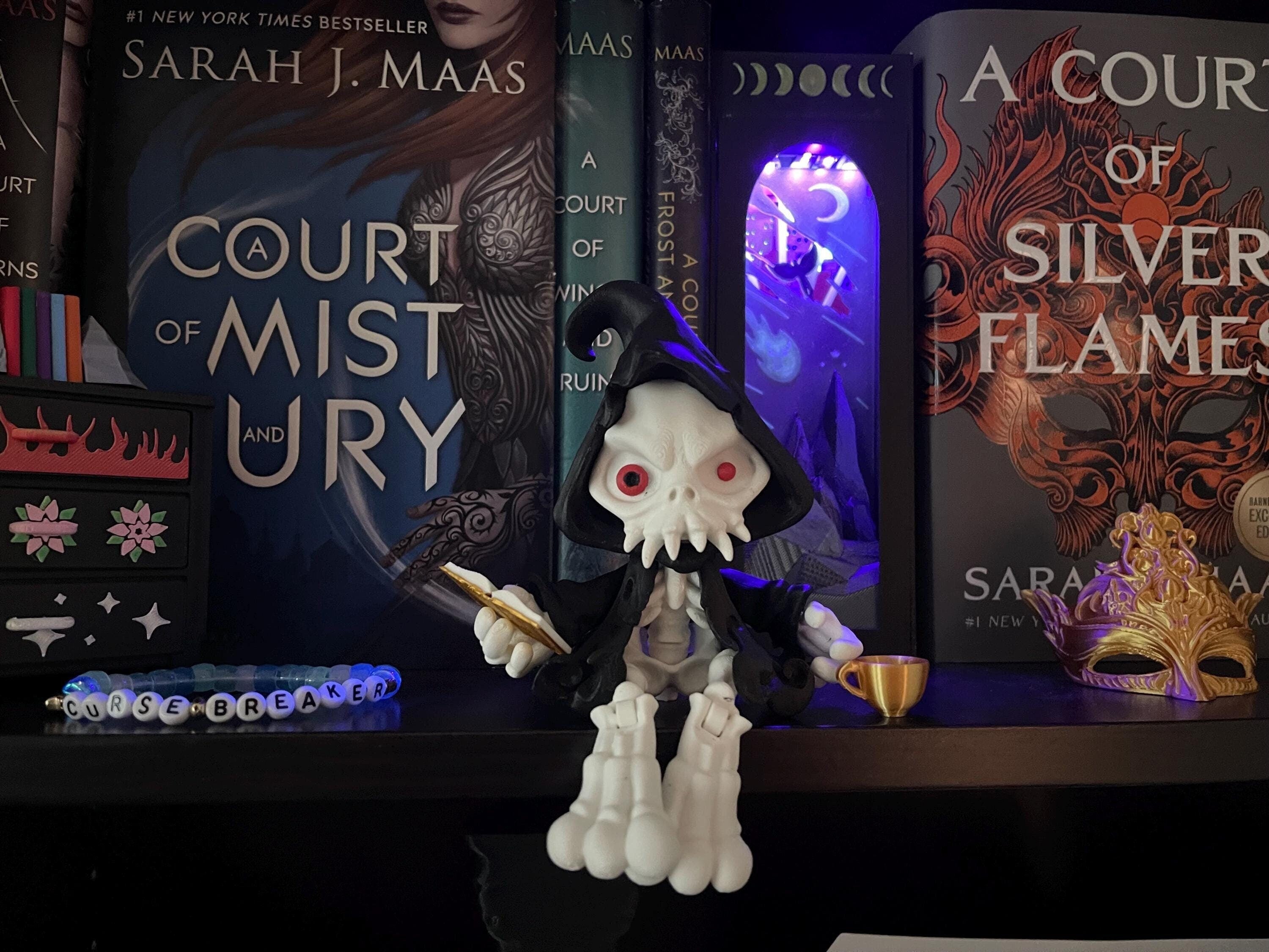 Grim Reaper Articulated 3D Print Includes Mini Book & Cup Desk Decor Horror Goth Fidget Creepy Cute-Create Fantasy Crafts