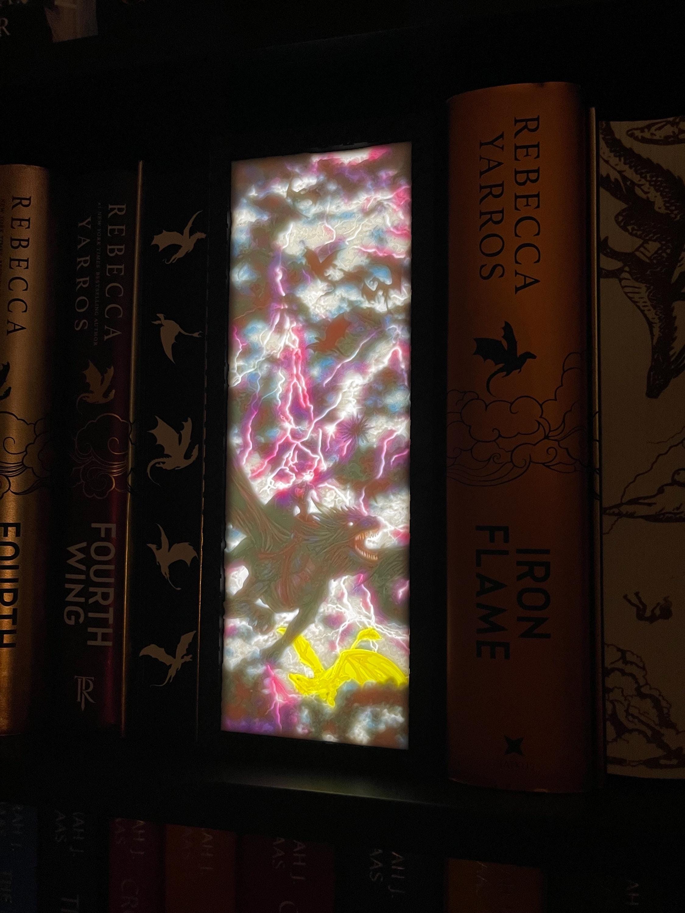 Dragon Storm Book Nook - Light Up Lithophane USB 3D Printed Bookshelf Decor-Create Fantasy Crafts