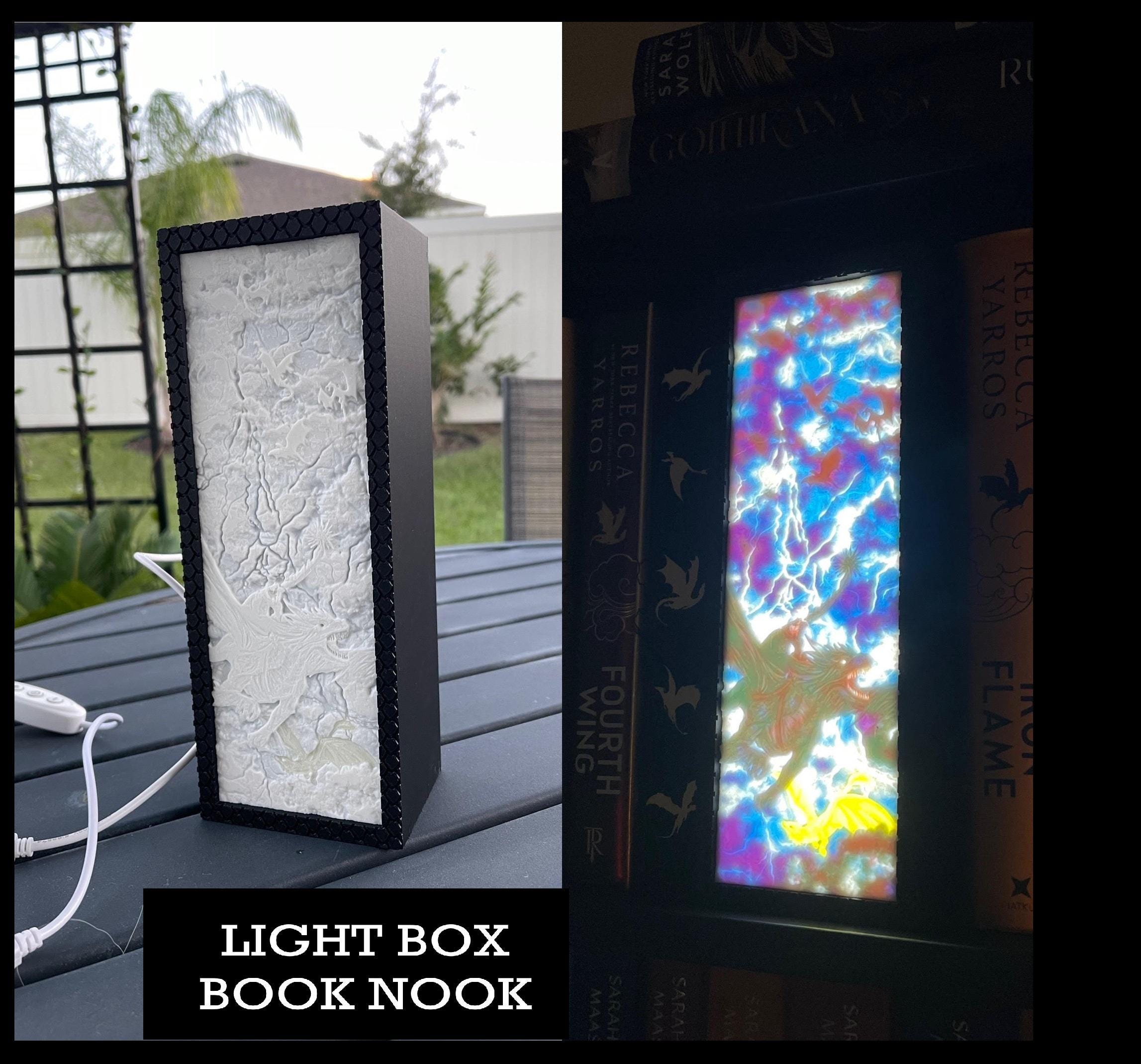 Dragon Storm Book Nook - Light Up Lithophane USB 3D Printed Bookshelf Decor-Create Fantasy Crafts