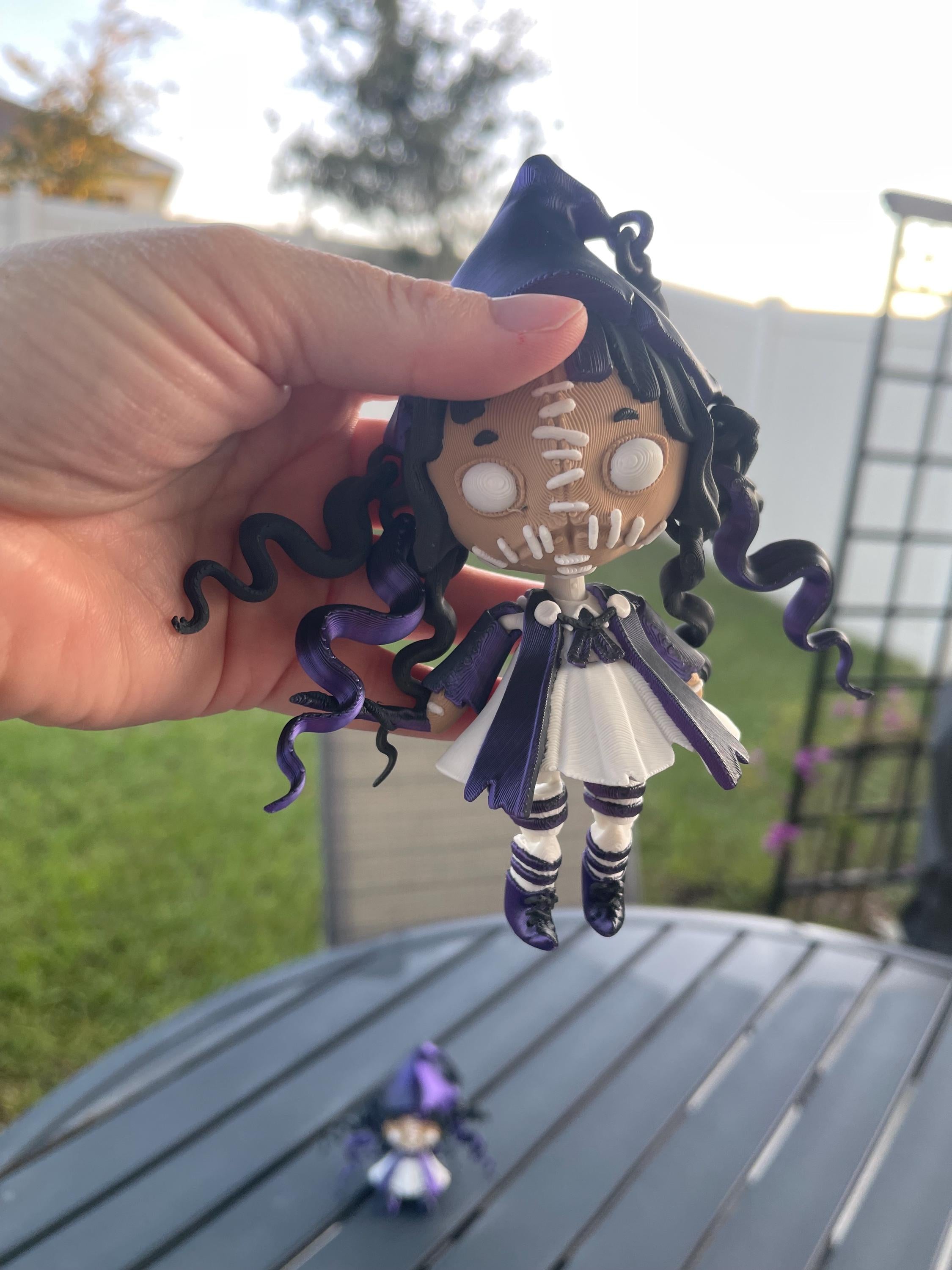 Creepy Witch Articulated 3D Printed Voodoo Doll Desk Decor Horror Goth Fidget Creepy Cute-Create Fantasy Crafts