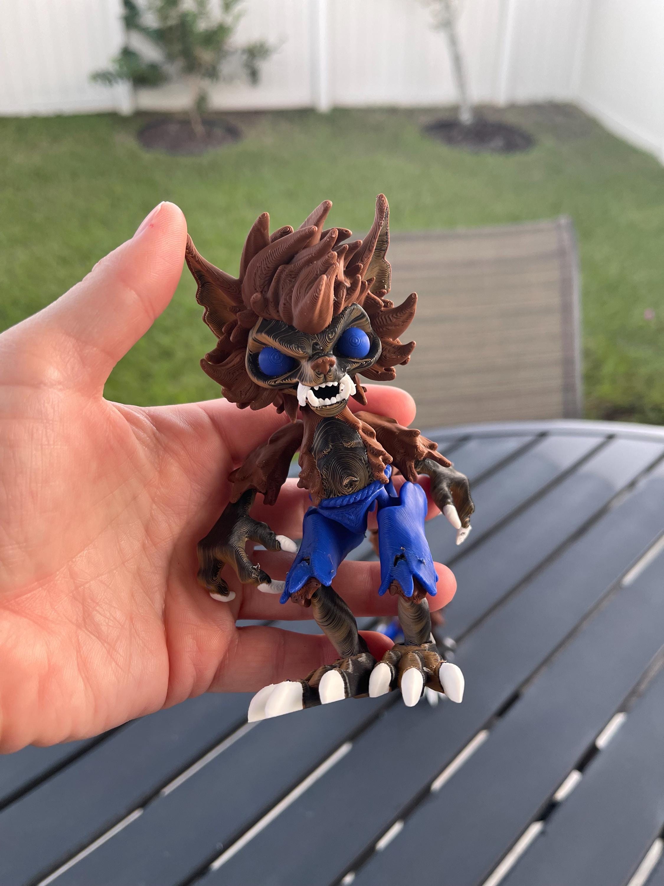 Creepy Werewolf Articulated 3D Printed Voodoo Doll Desk Decor Horror Goth Fidget Creepy Cute-Create Fantasy Crafts