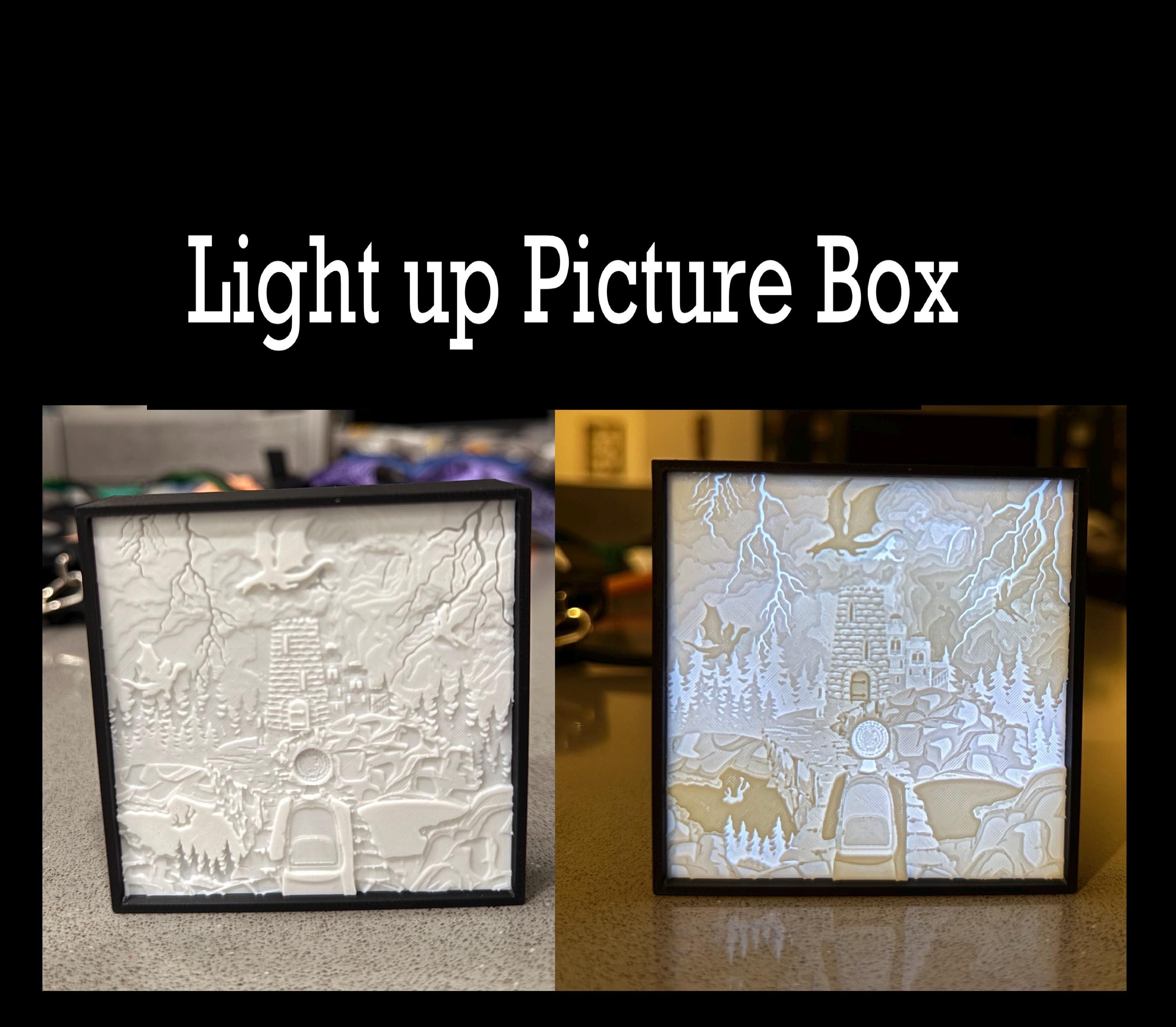 Dragon Rider - Luminescent Photo Art Light Box 3d Print Lithophane Bookshelf Decor-Create Fantasy Crafts