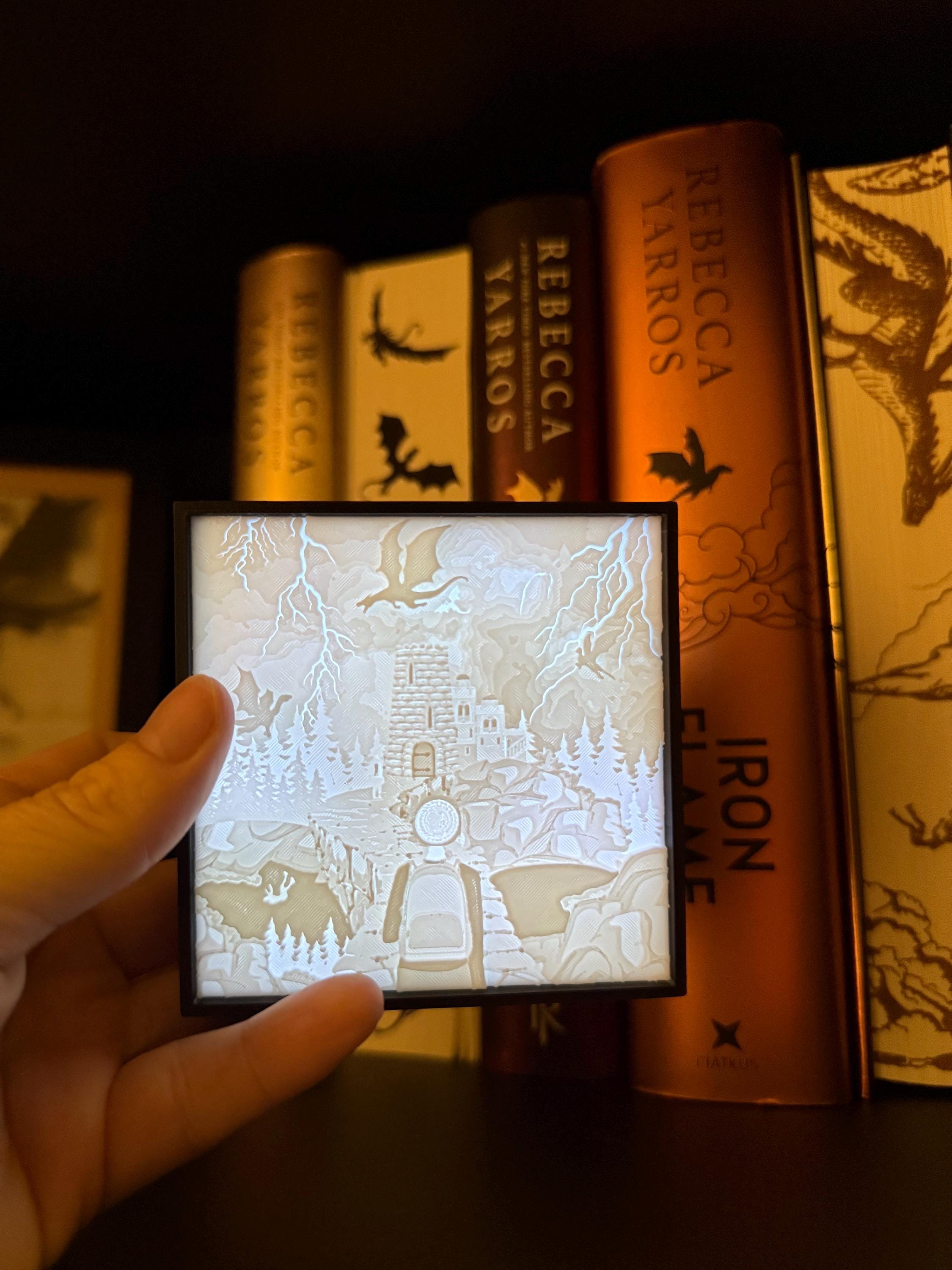 Dragon Rider - Luminescent Photo Art Light Box 3d Print Lithophane Bookshelf Decor-Create Fantasy Crafts