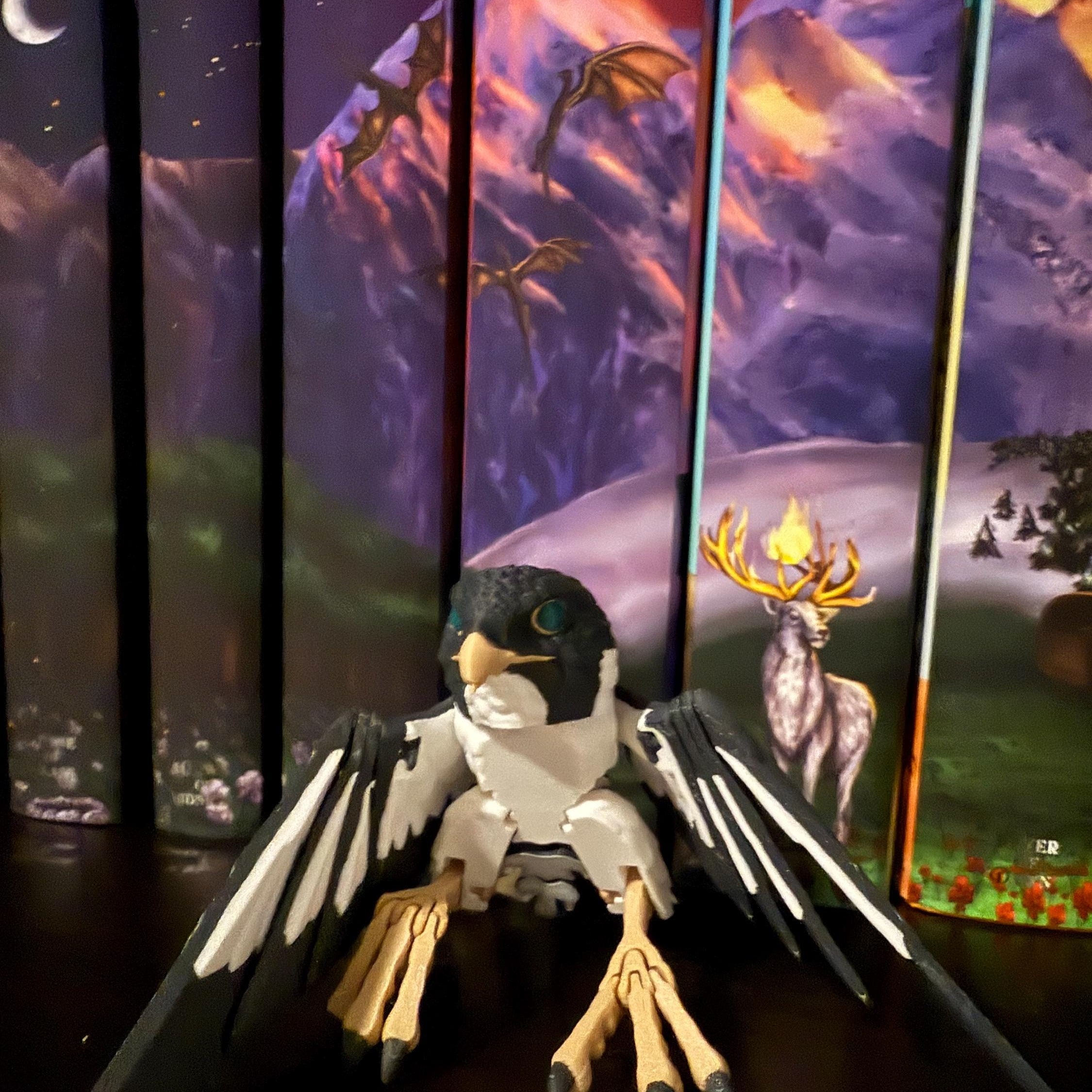 White Tail Hawk Falcon Articulating 3d Print Bookshelf Decor-Create Fantasy Crafts