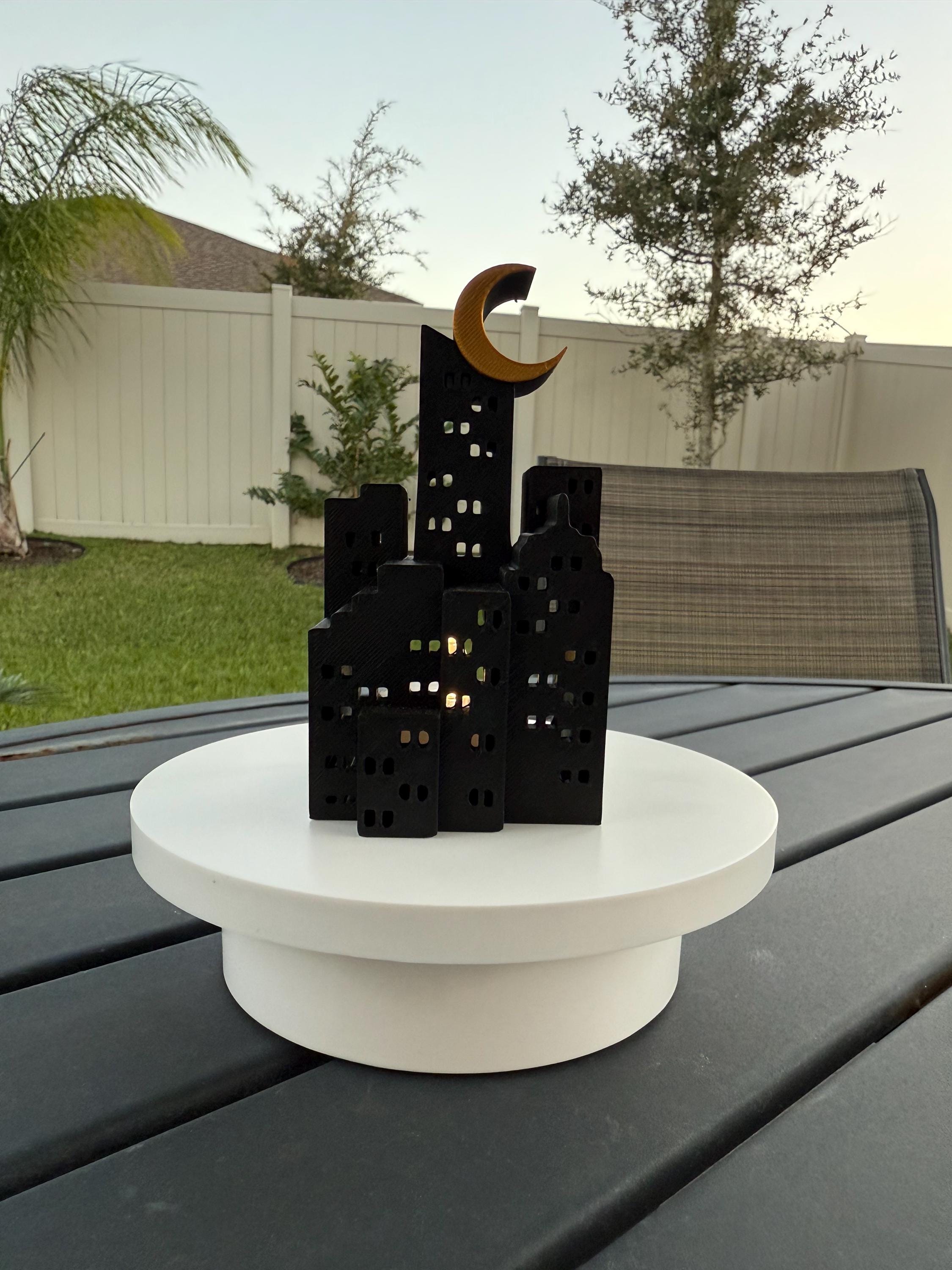 Cityscape tea light holder - Bookshelf Decor Bookish Merch-Create Fantasy Crafts