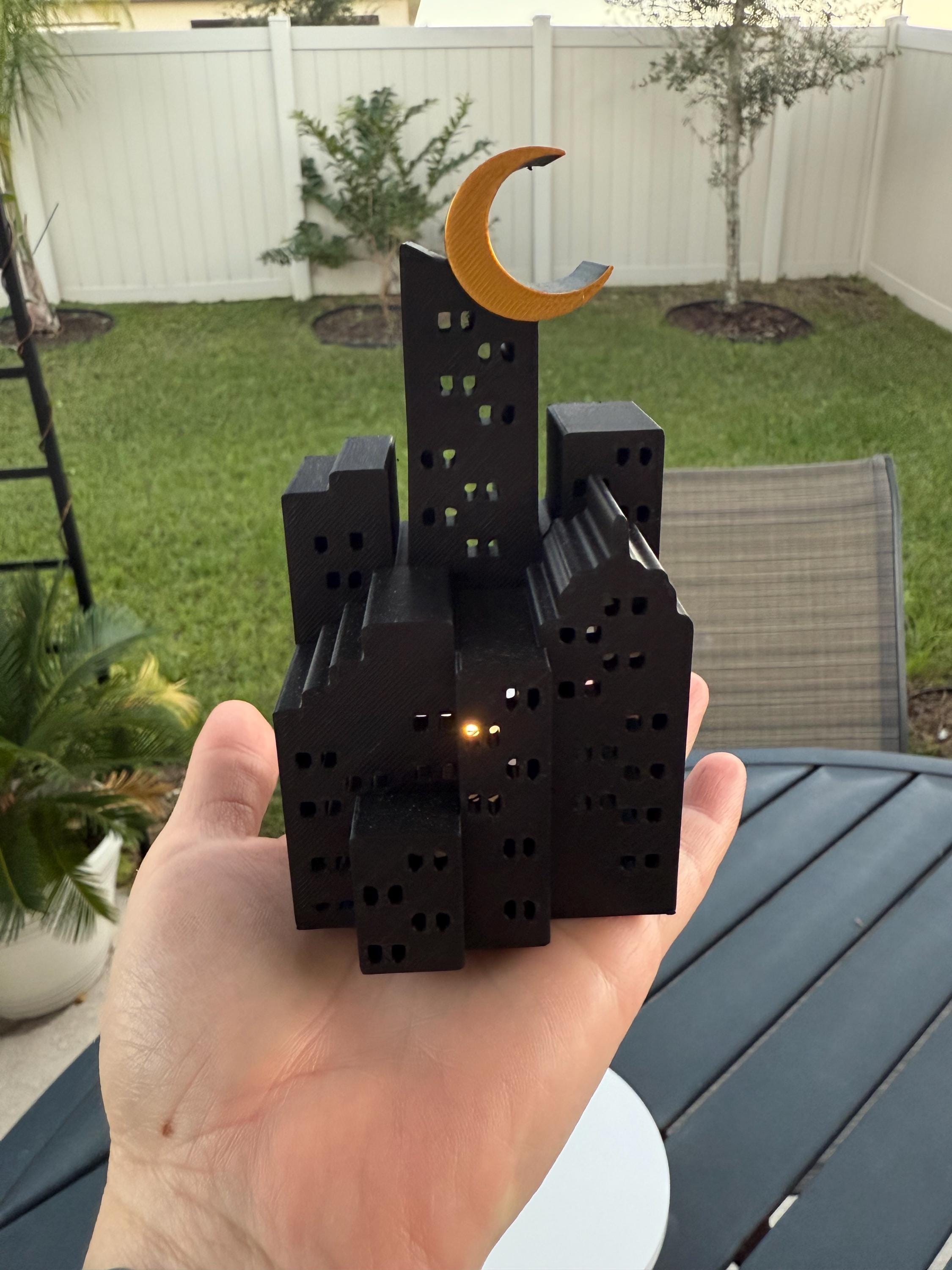 Cityscape tea light holder - Bookshelf Decor Bookish Merch-Create Fantasy Crafts