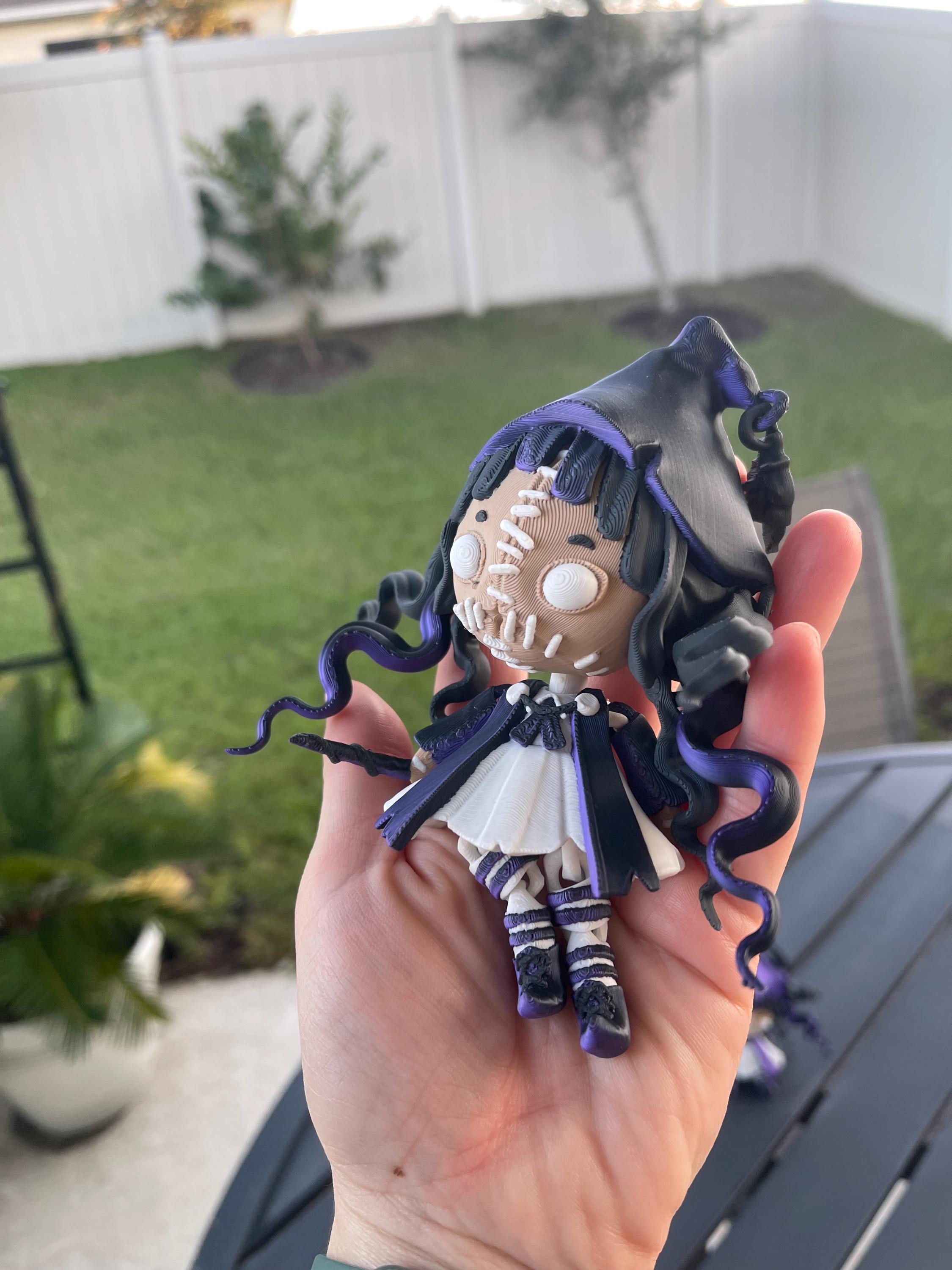 Creepy Witch Articulated 3D Printed Voodoo Doll Desk Decor Horror Goth Fidget Creepy Cute-Create Fantasy Crafts