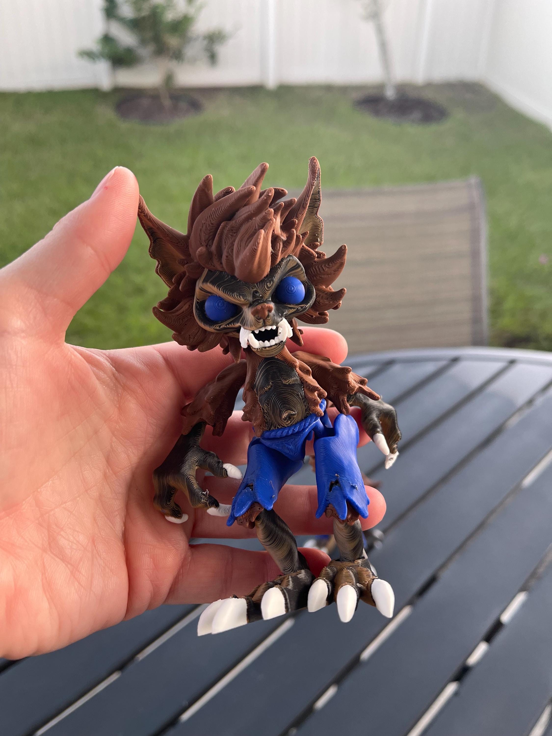 Creepy Werewolf Articulated 3D Printed Voodoo Doll Desk Decor Horror Goth Fidget Creepy Cute-Create Fantasy Crafts