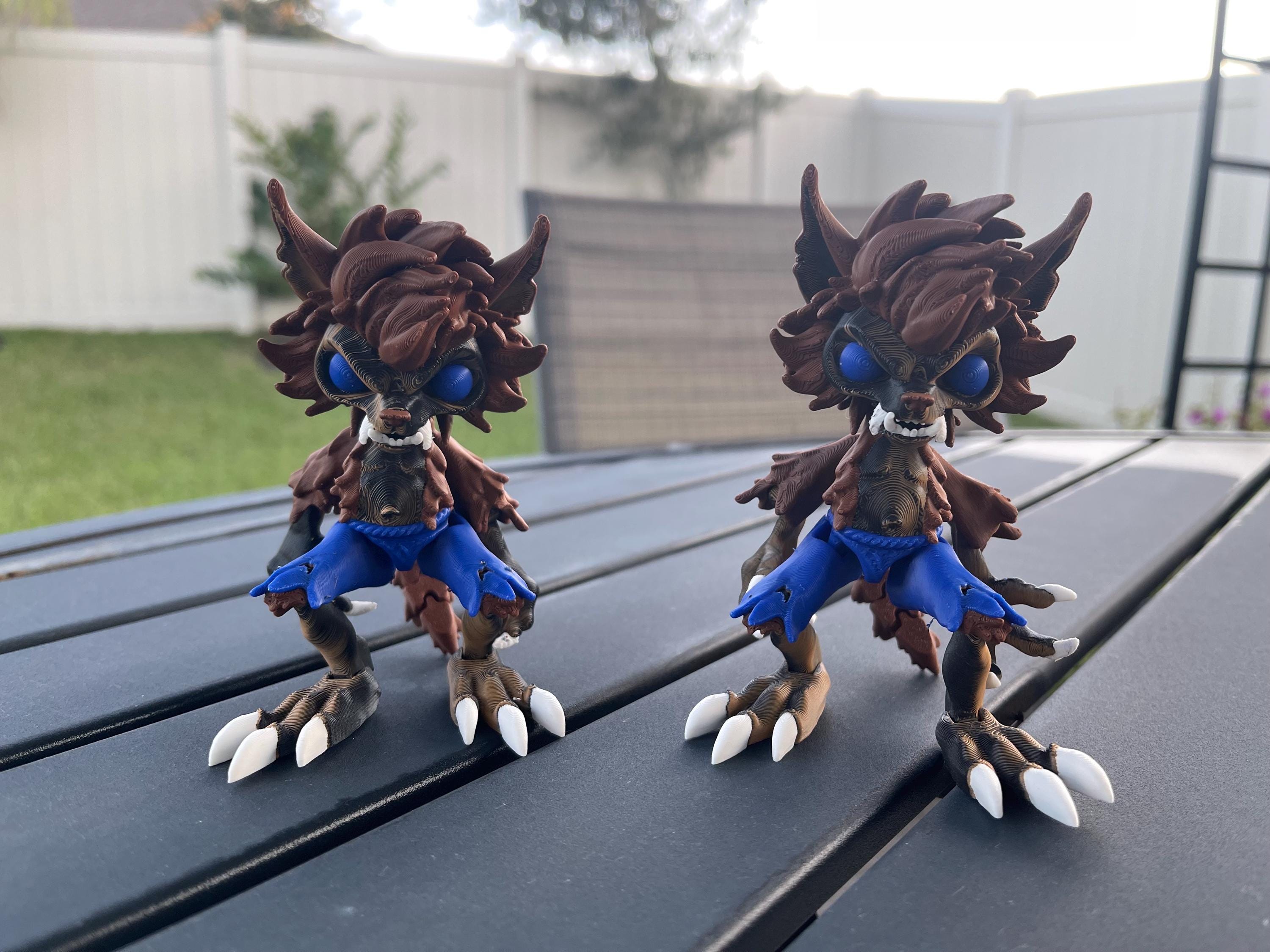 Creepy Werewolf Articulated 3D Printed Voodoo Doll Desk Decor Horror Goth Fidget Creepy Cute-Create Fantasy Crafts