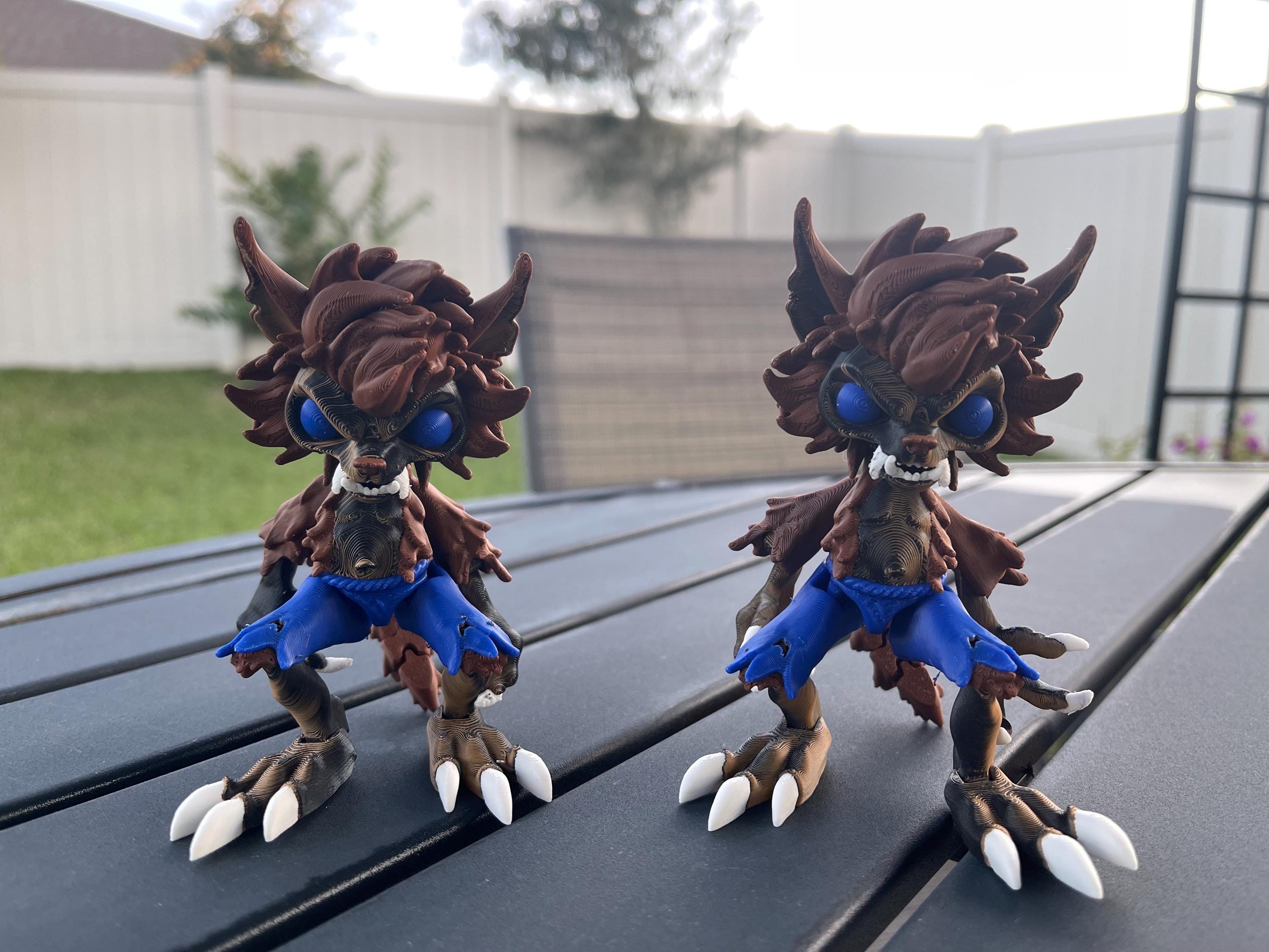 Creepy Werewolf Articulated 3D Printed Voodoo Doll Desk Decor Horror Goth Fidget Creepy Cute-Create Fantasy Crafts