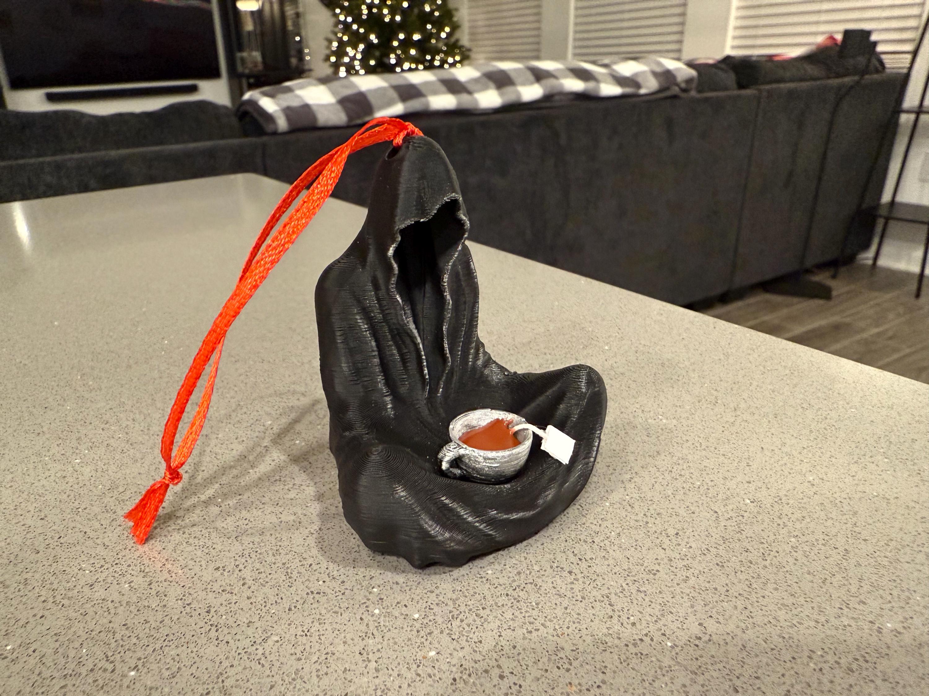 Sitting Ghost with Tea Cup Holiday Ornament - 3D Printed-Create Fantasy Crafts