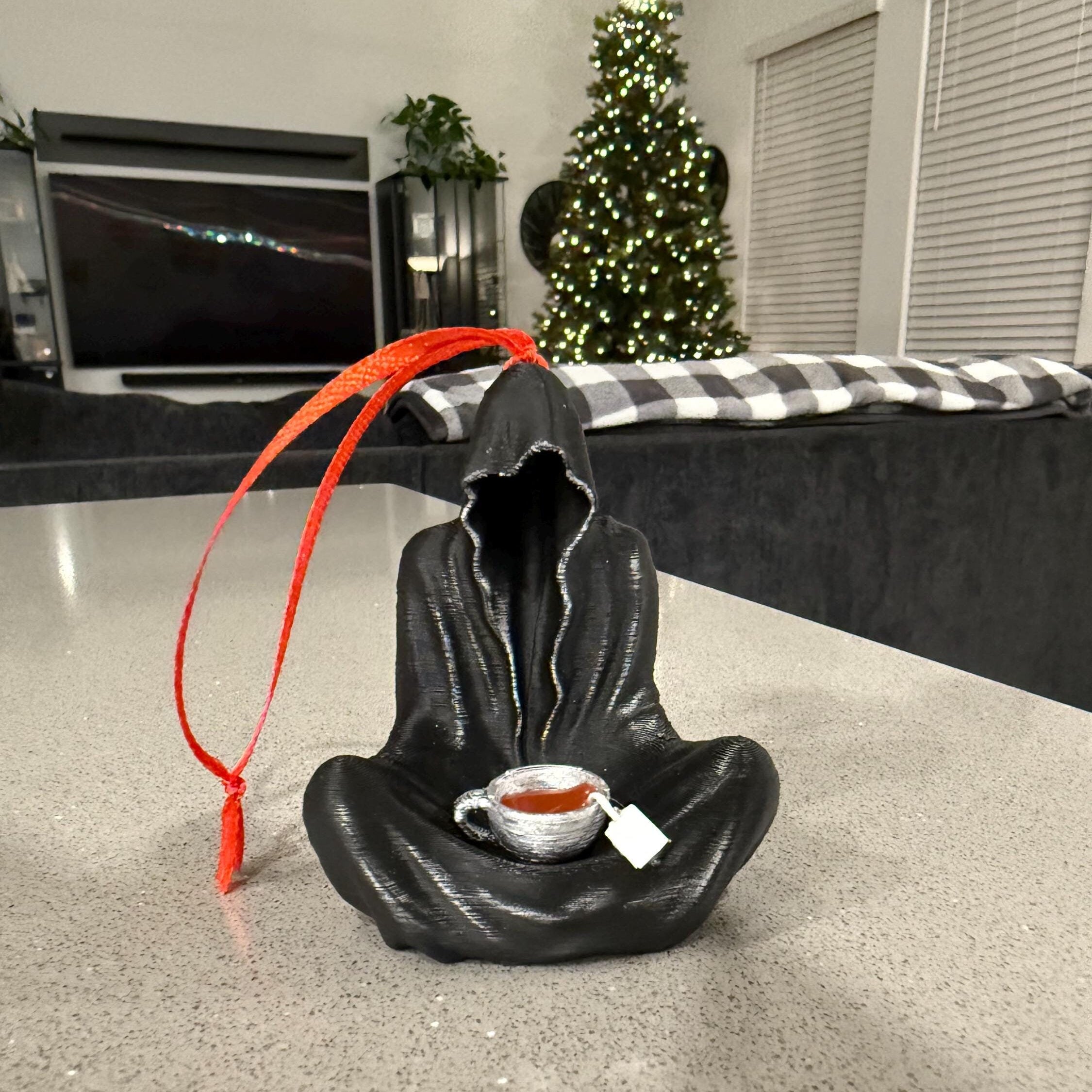 Sitting Ghost with Tea Cup Holiday Ornament - 3D Printed-Create Fantasy Crafts