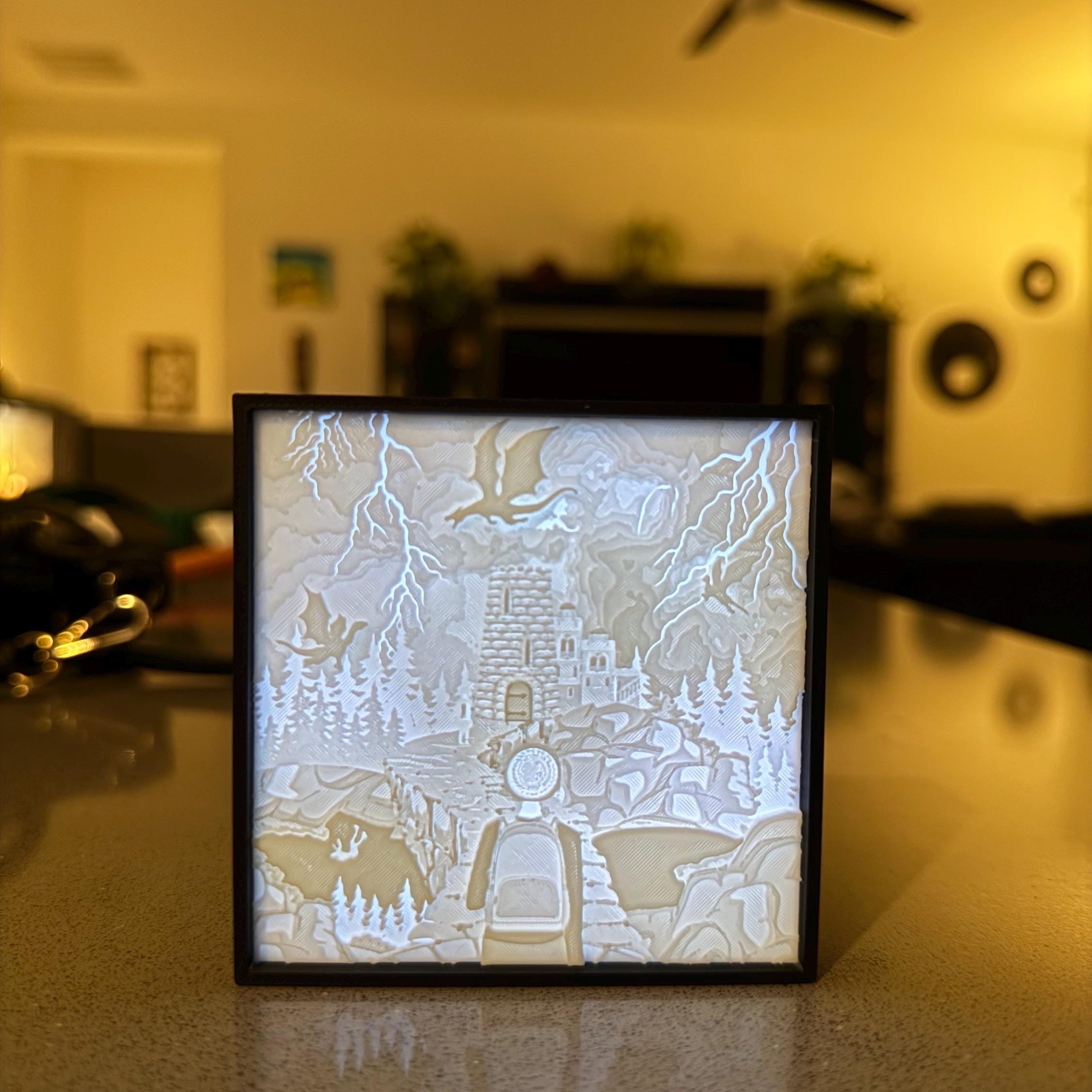 Dragon Rider - Luminescent Photo Art Light Box 3d Print Lithophane Bookshelf Decor-Create Fantasy Crafts