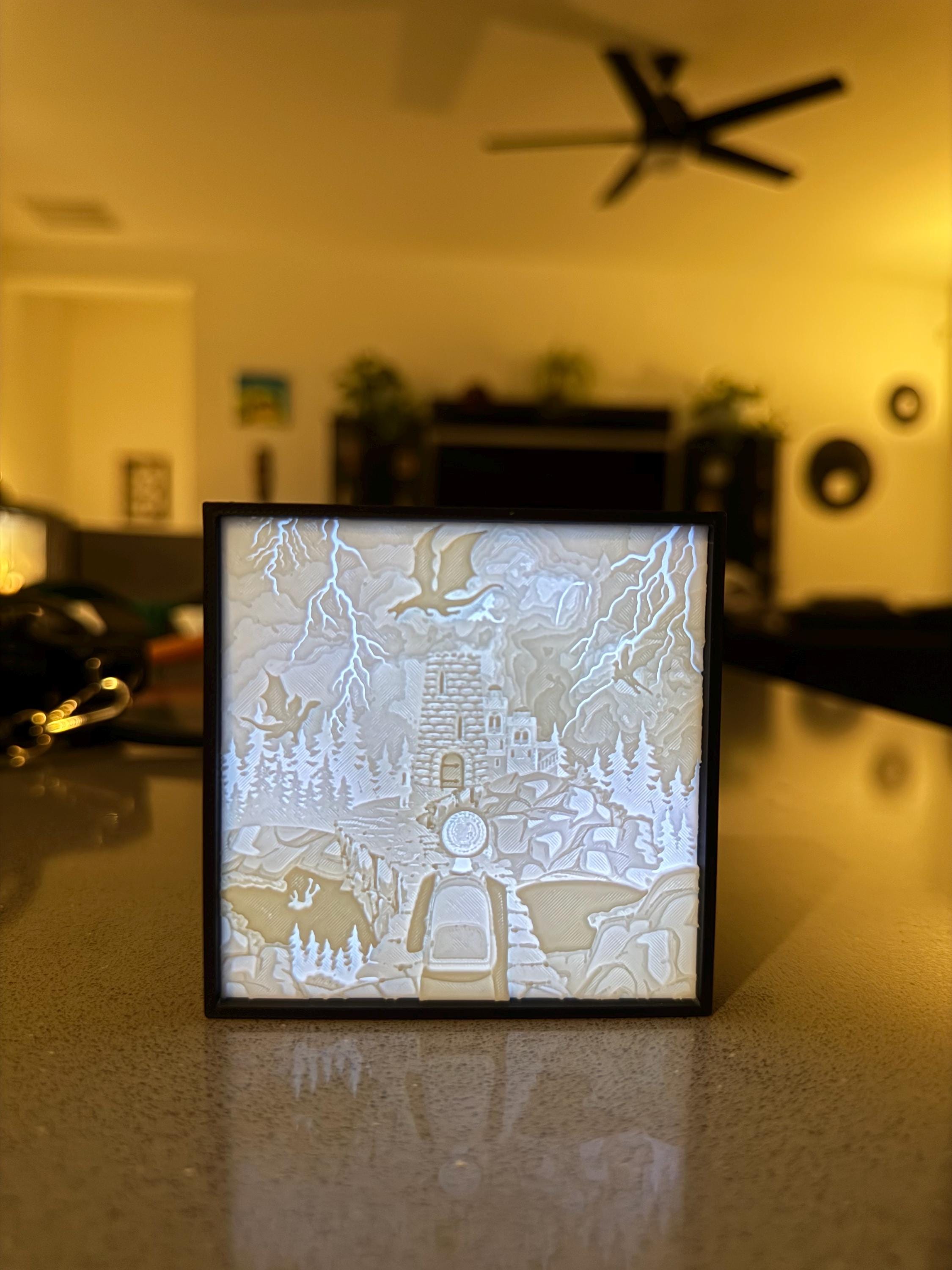 Dragon Rider - Luminescent Photo Art Light Box 3d Print Lithophane Bookshelf Decor-Create Fantasy Crafts