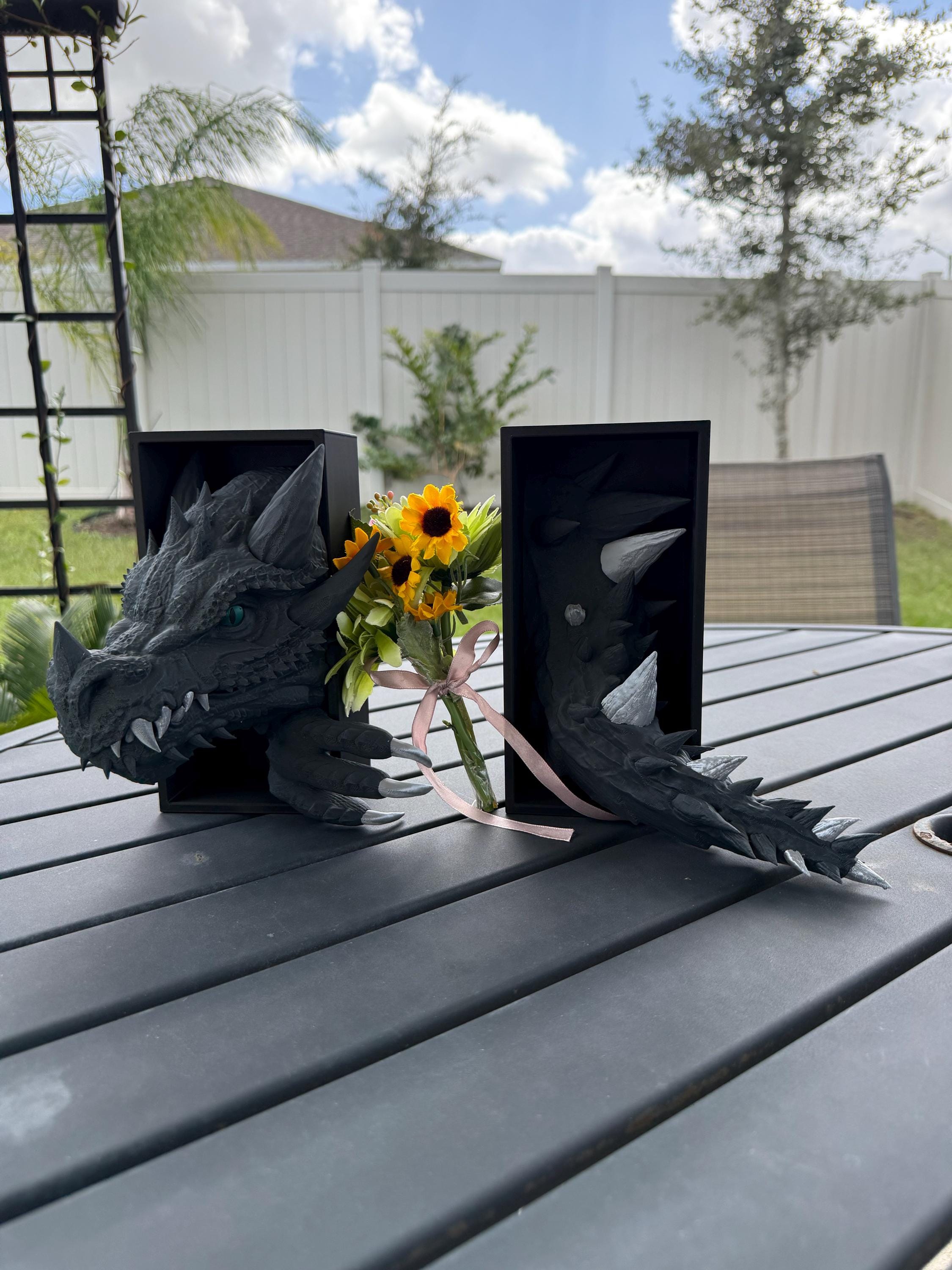 Iron Teeth Edition- Dragon Bookends 3D Printed Book Nooks Choose Color Fantasy Book Shelf Decor Book End-Create Fantasy Crafts