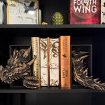 Metallic Wax Finish Dragon Head and Tail Book Nooks Fantasy Book Shelf Decor Book End-Create Fantasy Crafts