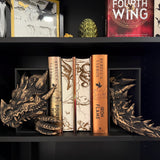 Metallic Wax Finish Dragon Head and Tail Book Nooks Fantasy Book Shelf Decor Book End-Create Fantasy Crafts