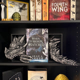 Metallic Wax Finish Dragon Head and Tail Book Nooks Fantasy Book Shelf Decor Book End-Create Fantasy Crafts