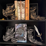 Metallic Wax Finish Dragon Head and Tail Book Nooks Fantasy Book Shelf Decor Book End-Create Fantasy Crafts