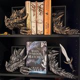 Metallic Wax Finish Dragon Head and Tail Book Nooks Fantasy Book Shelf Decor Book End-Create Fantasy Crafts