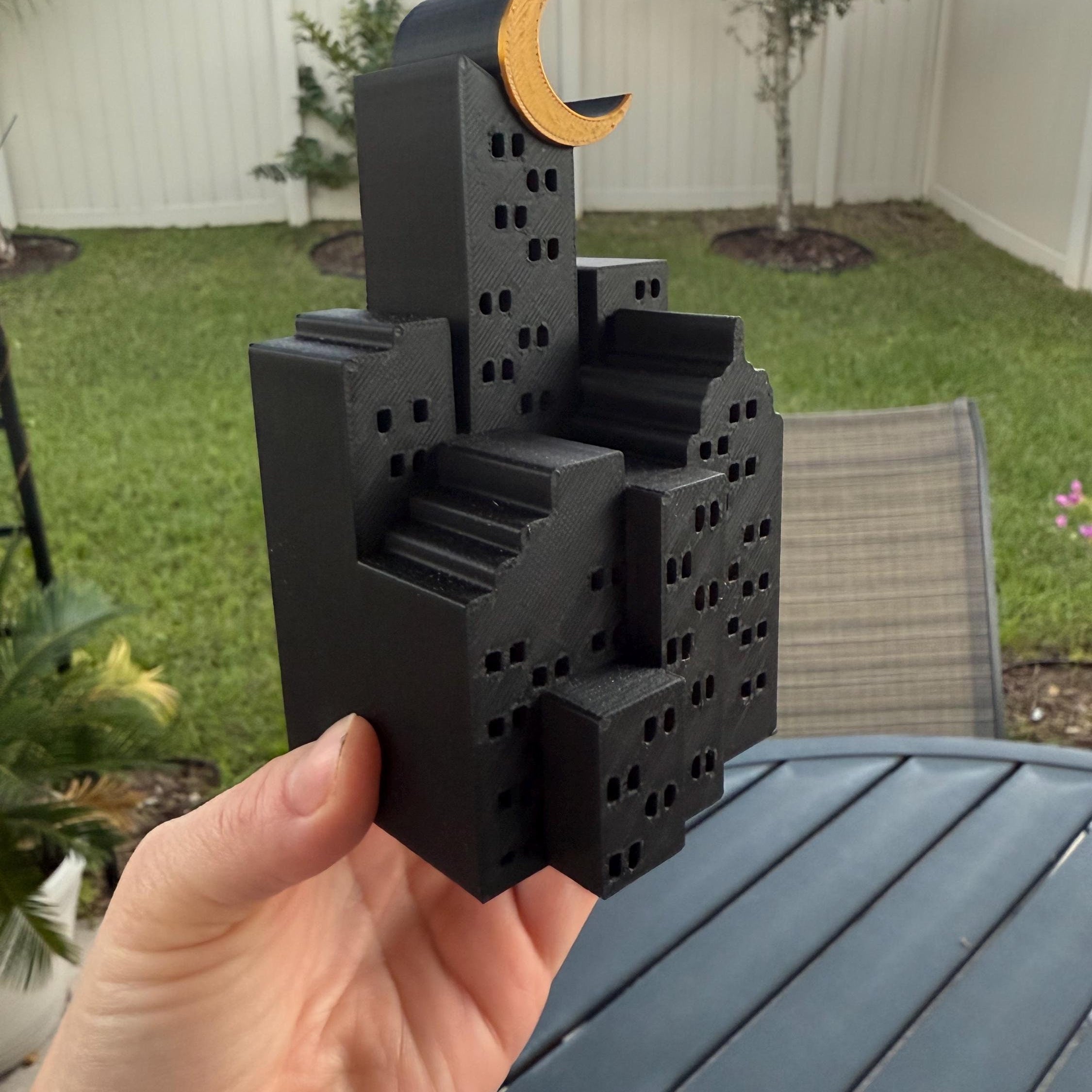 Cityscape tea light holder - Bookshelf Decor Bookish Merch-Create Fantasy Crafts