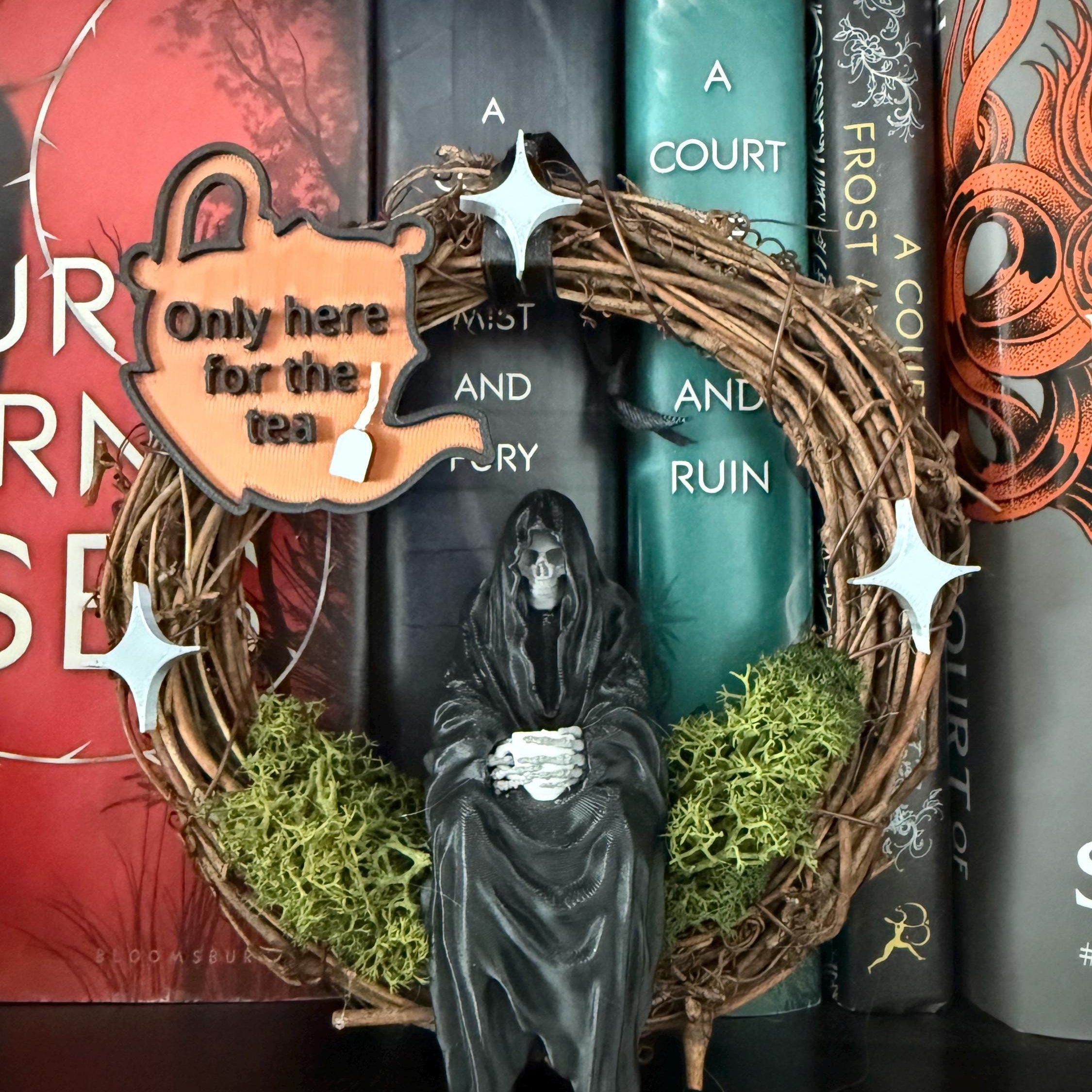 Reaper Drinking Tea - Decorative Mini Wreaths - Customizable-Create Fantasy Crafts