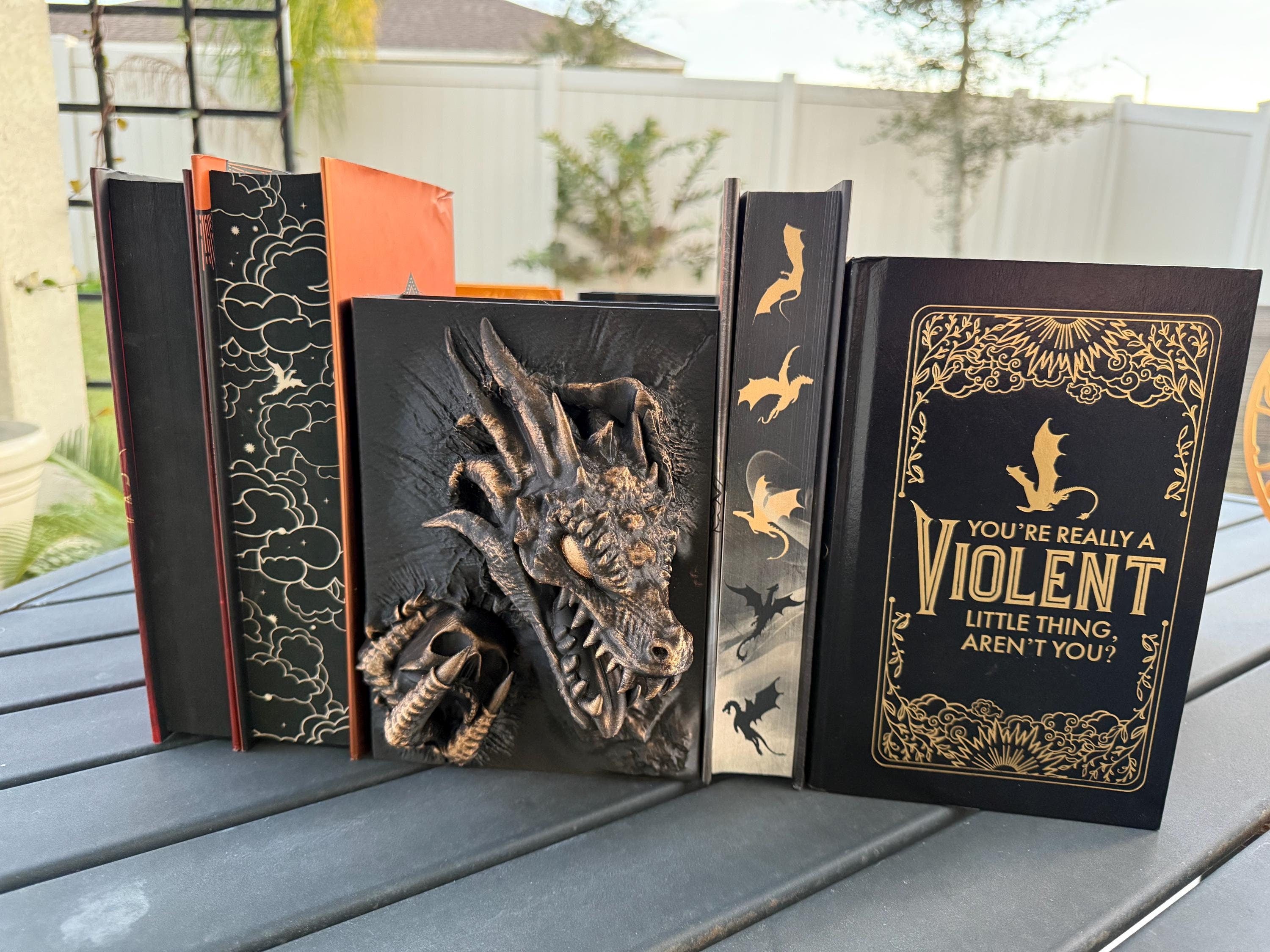 Dragon Book Storage Box 3D Printed - Metallic Wax Finish - Stash Box Storage D&D Dice Card Box-Create Fantasy Crafts