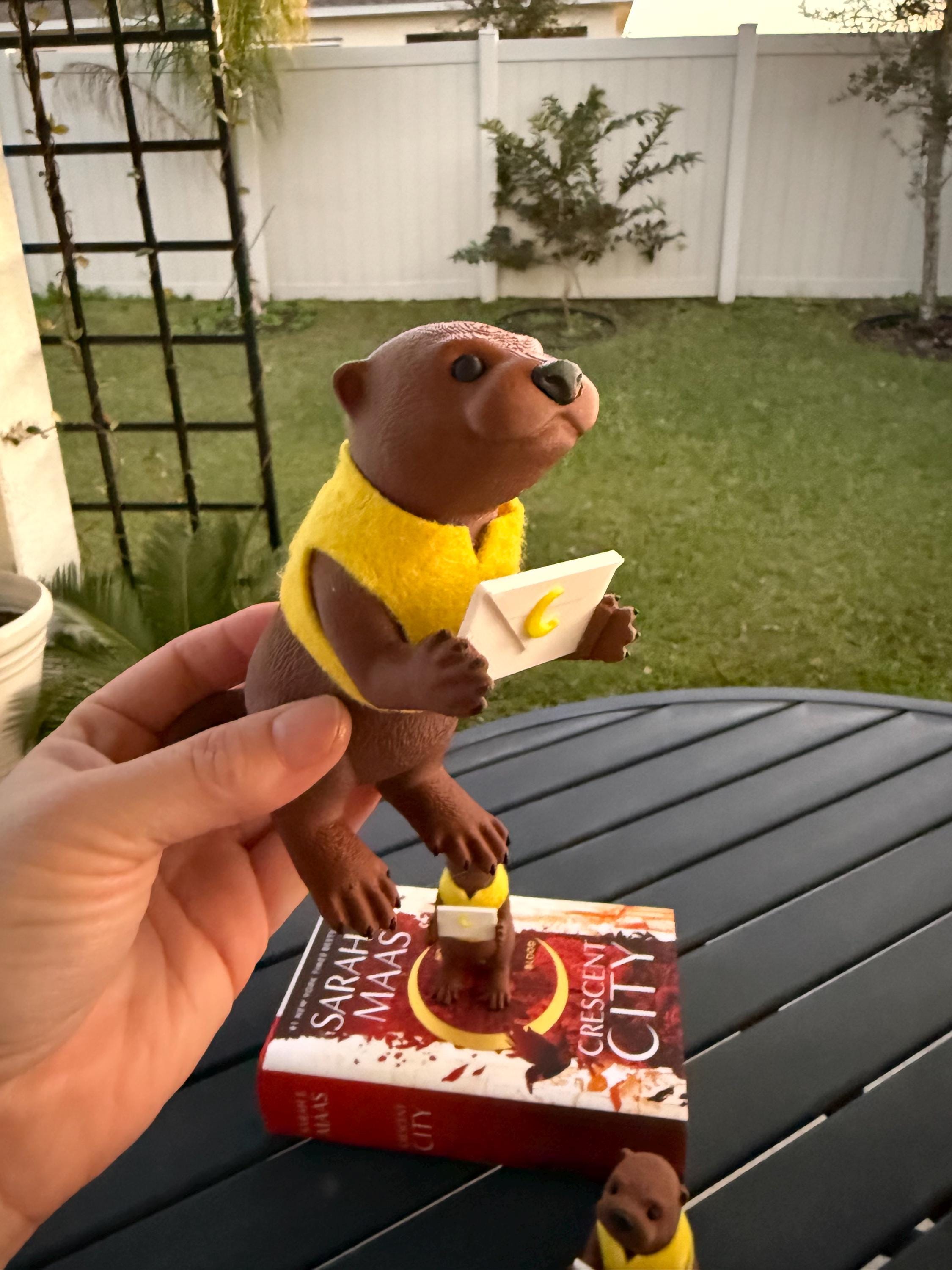 Cute Standing Otter Holding Mail - 3d printed - Bookshelf Decor-Create Fantasy Crafts