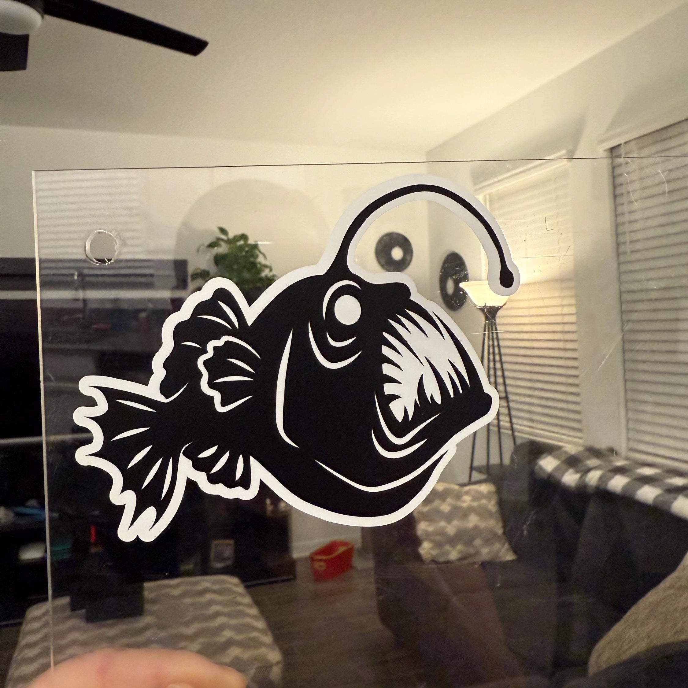 Anglerfish Vinyl Car Decal Glow in the Dark Black Seadevil-Create Fantasy Crafts