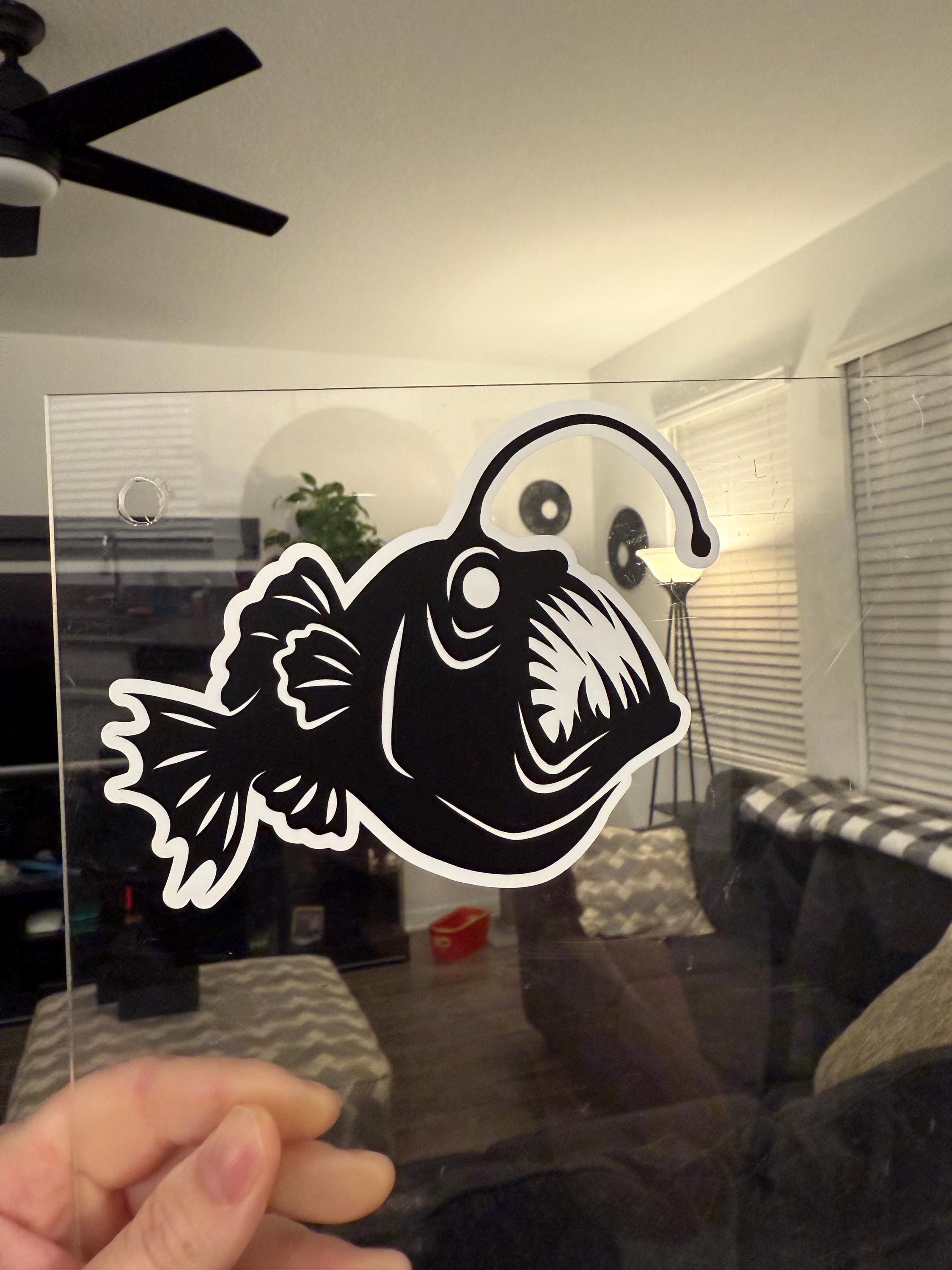 Anglerfish Vinyl Car Decal Glow in the Dark Black Seadevil-Create Fantasy Crafts