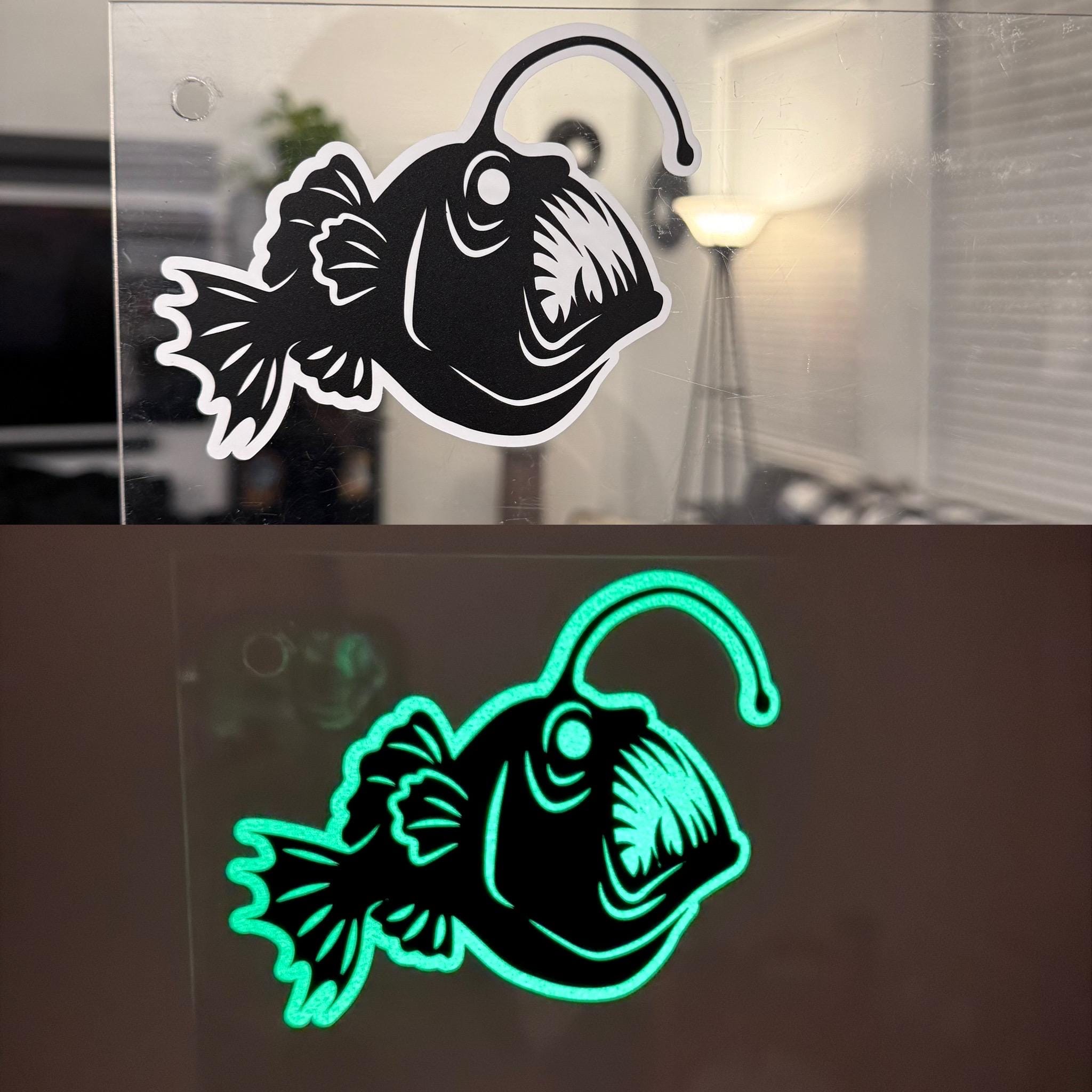 Anglerfish Vinyl Car Decal Glow in the Dark Black Seadevil-Create Fantasy Crafts