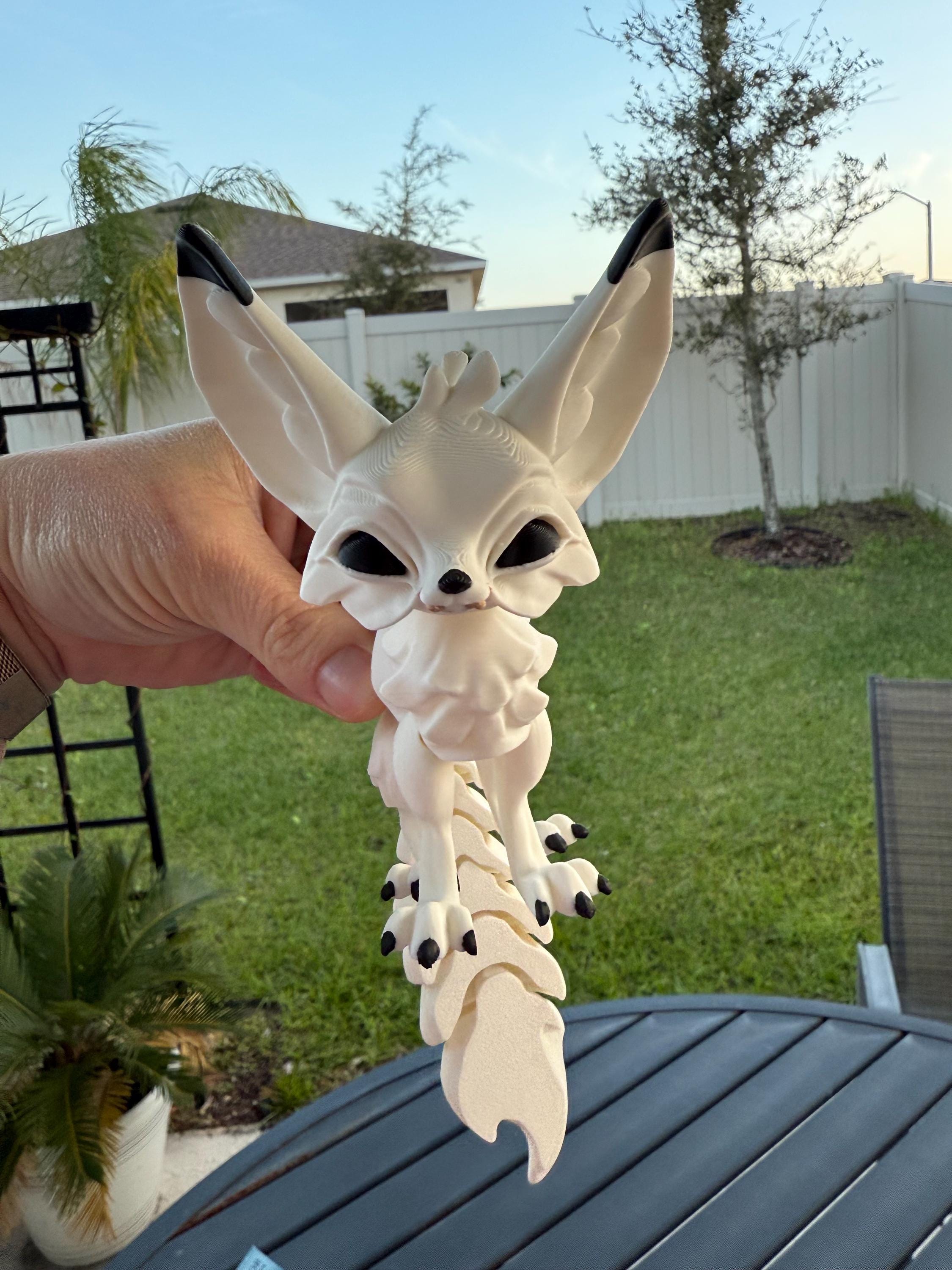 White Fennec Fox Articulated 3D Print Desk Decor Book Shelf Decor-Create Fantasy Crafts