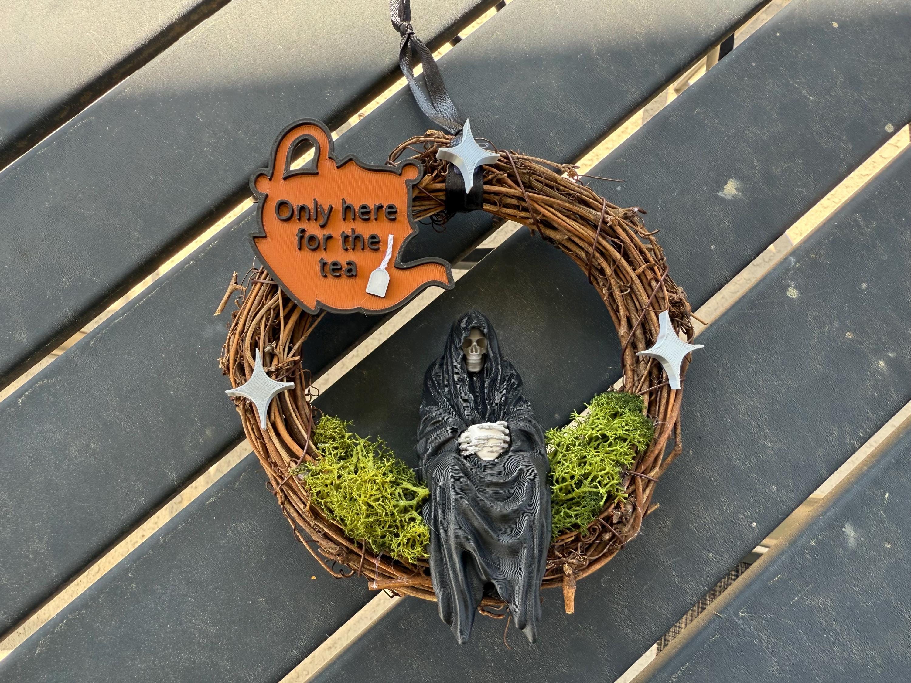 Reaper Drinking Tea - Decorative Mini Wreaths - Customizable-Create Fantasy Crafts