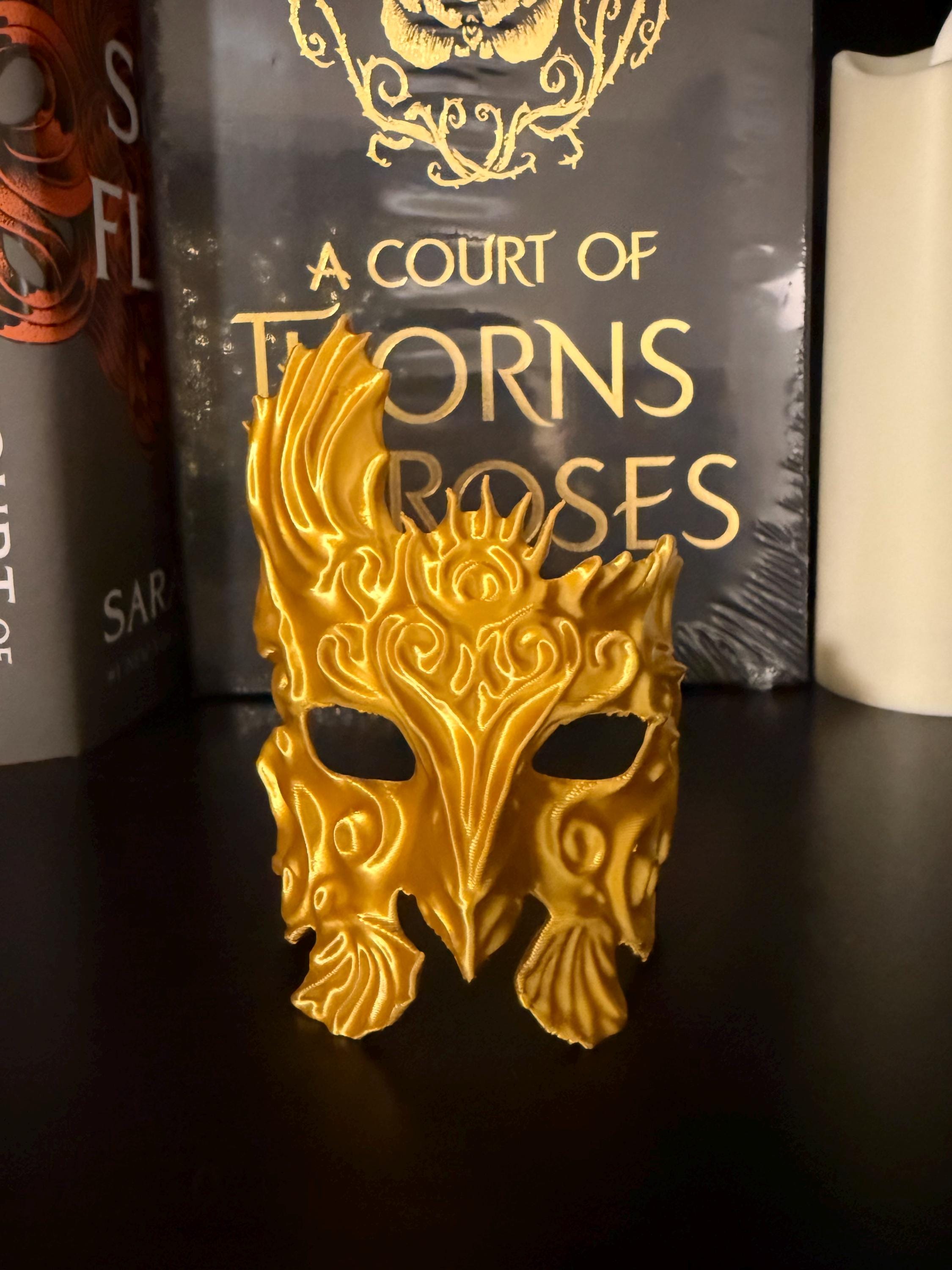 Golden Trove - Crown Mask and Harp - 3d printed - Bookshelf Decor-Create Fantasy Crafts