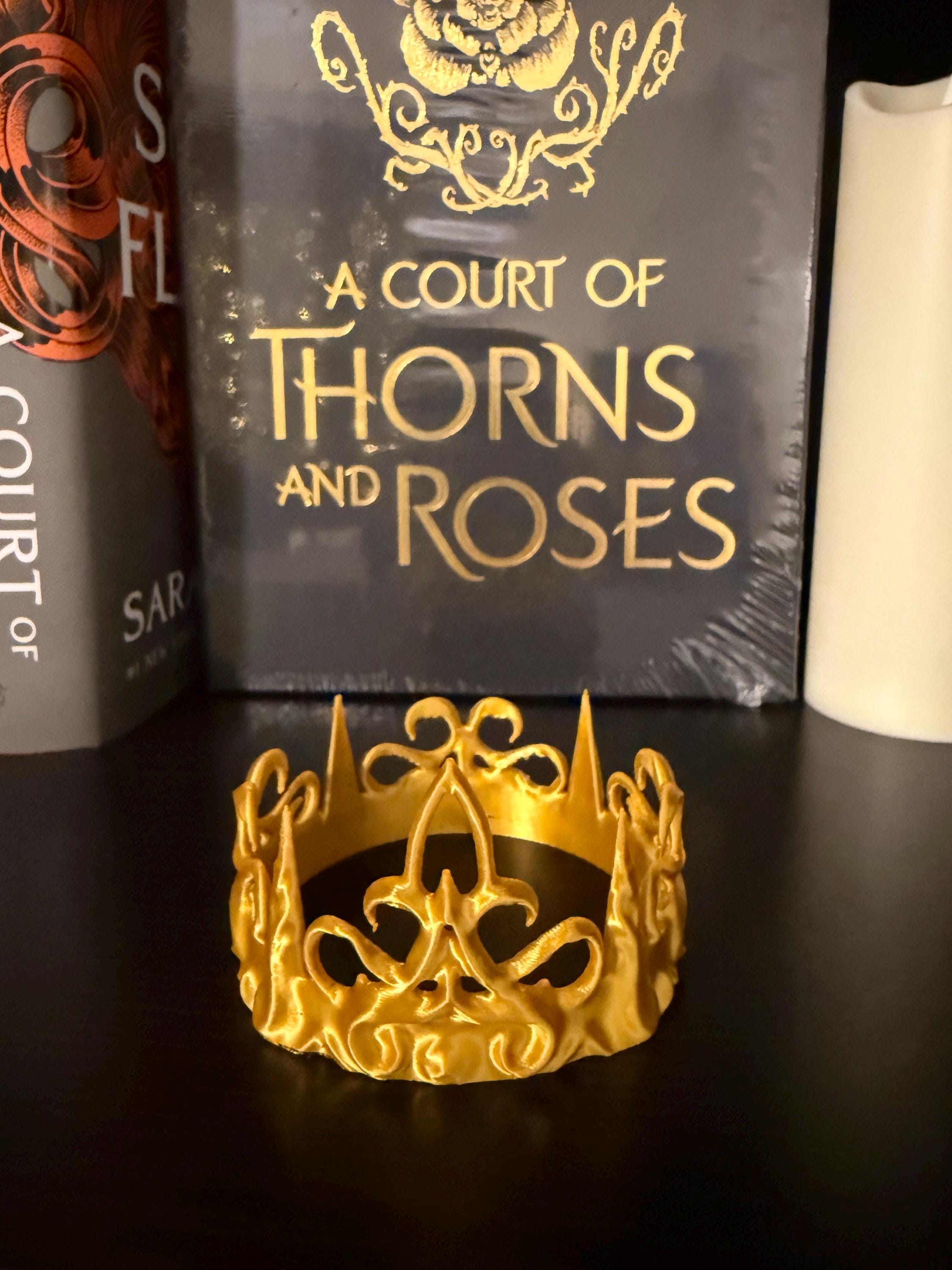 Golden Trove - Crown Mask and Harp - 3d printed - Bookshelf Decor-Create Fantasy Crafts