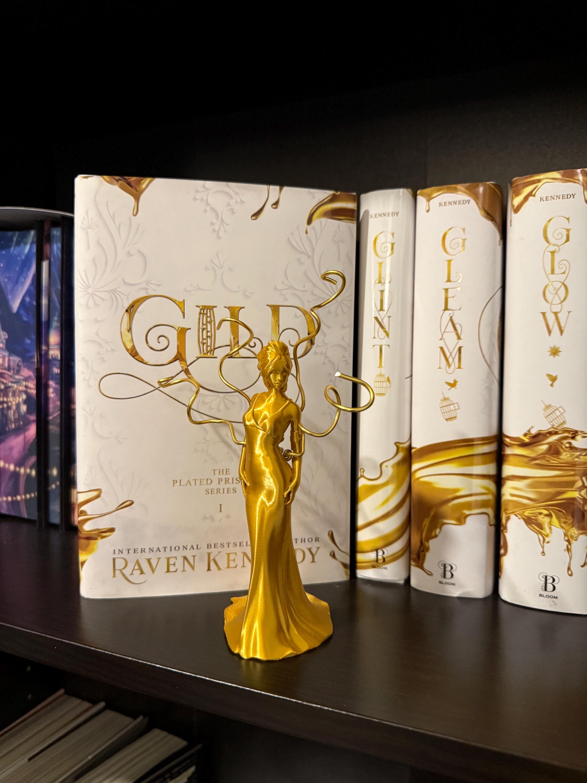 Golden Pet Female Statue | Bookshelf Decor | Bookish Merch-Create Fantasy Crafts