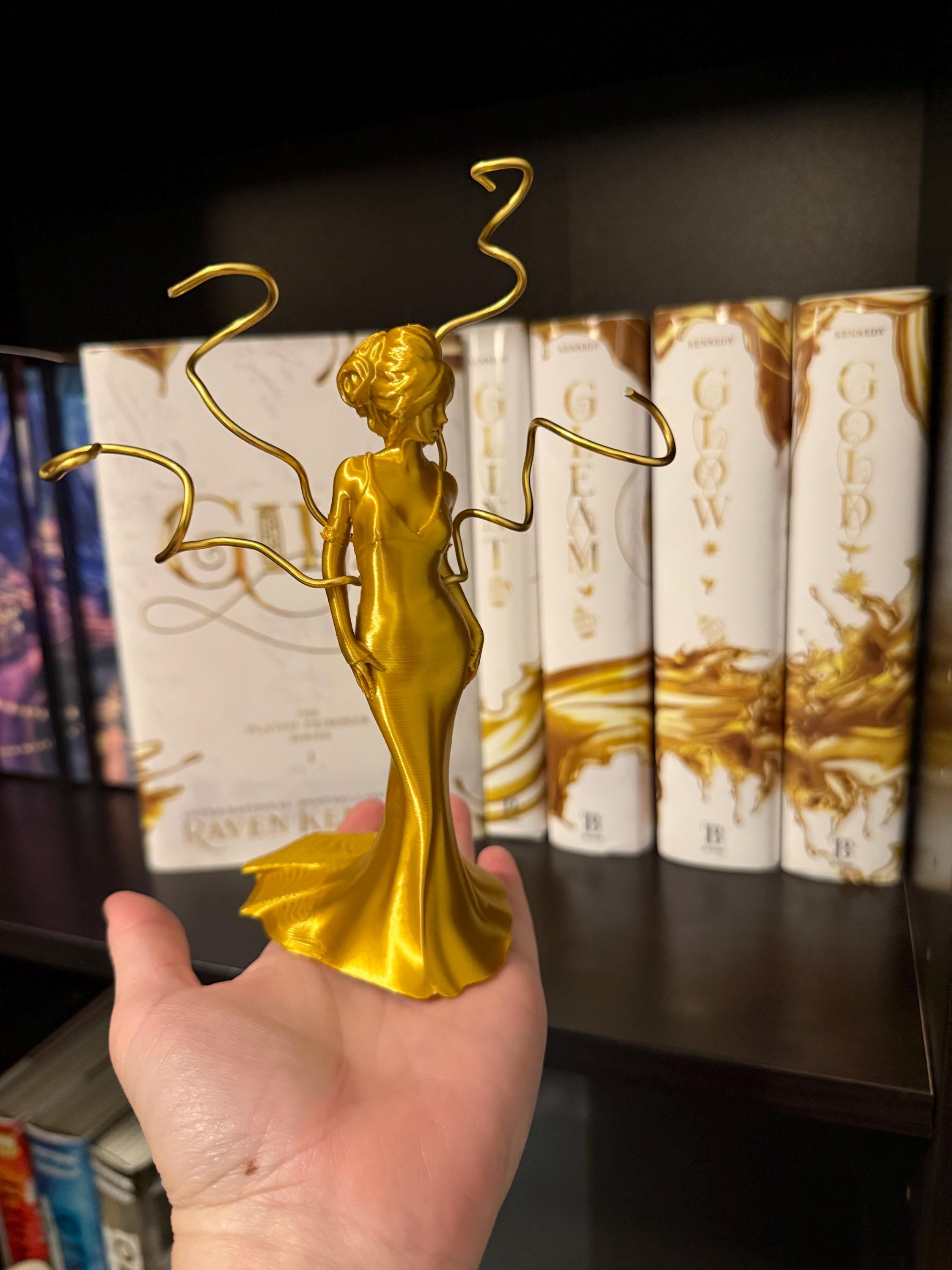 Golden Pet Female Statue | Bookshelf Decor | Bookish Merch-Create Fantasy Crafts