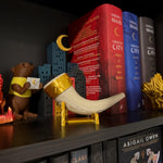 Horn with Golden Stand - 3d printed - Bookshelf Decor-Create Fantasy Crafts