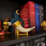 Horn with Golden Stand - 3d printed - Bookshelf Decor-Create Fantasy Crafts