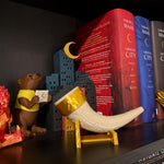 Horn with Golden Stand - 3d printed - Bookshelf Decor-Create Fantasy Crafts