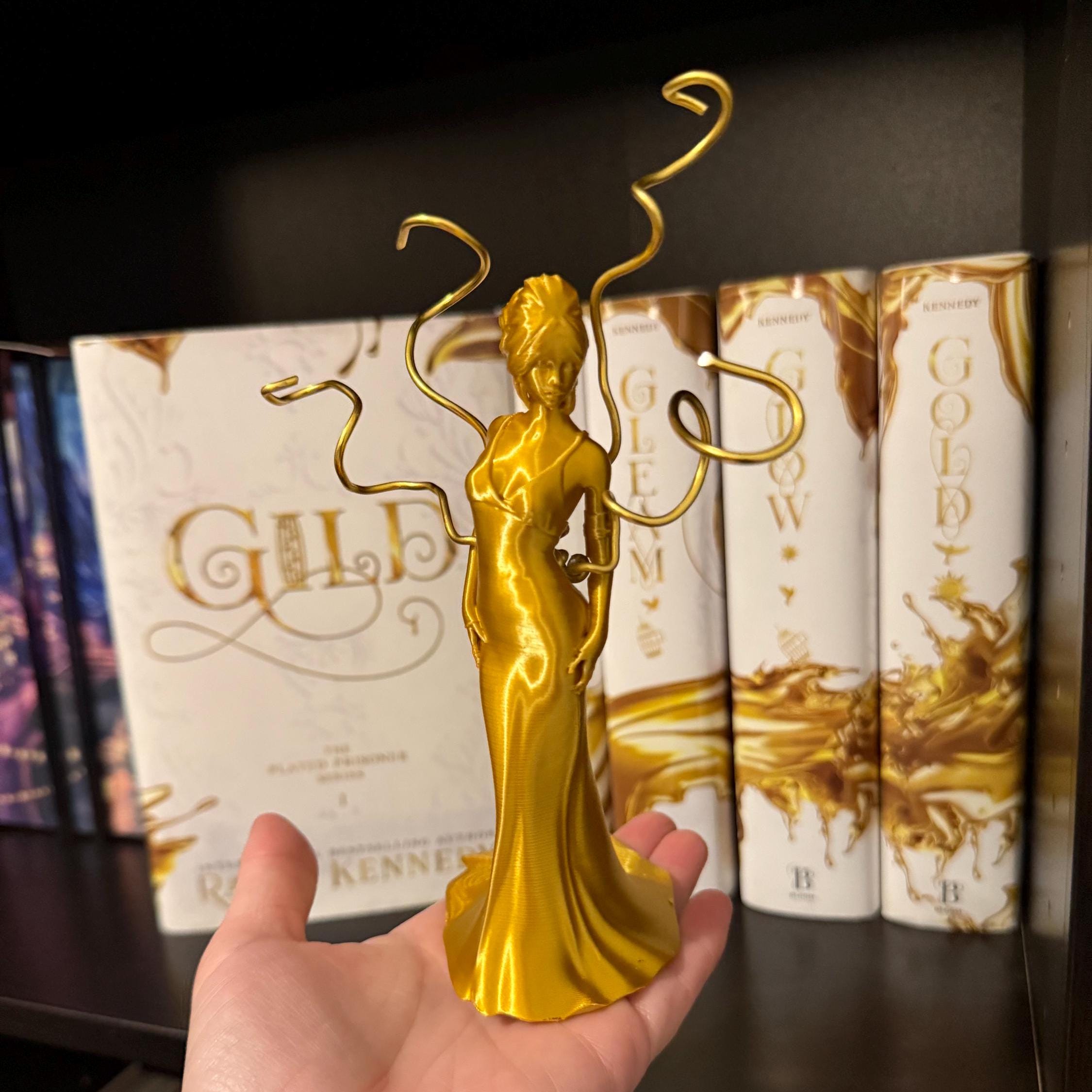 Golden Pet Female Statue | Bookshelf Decor | Bookish Merch-Create Fantasy Crafts