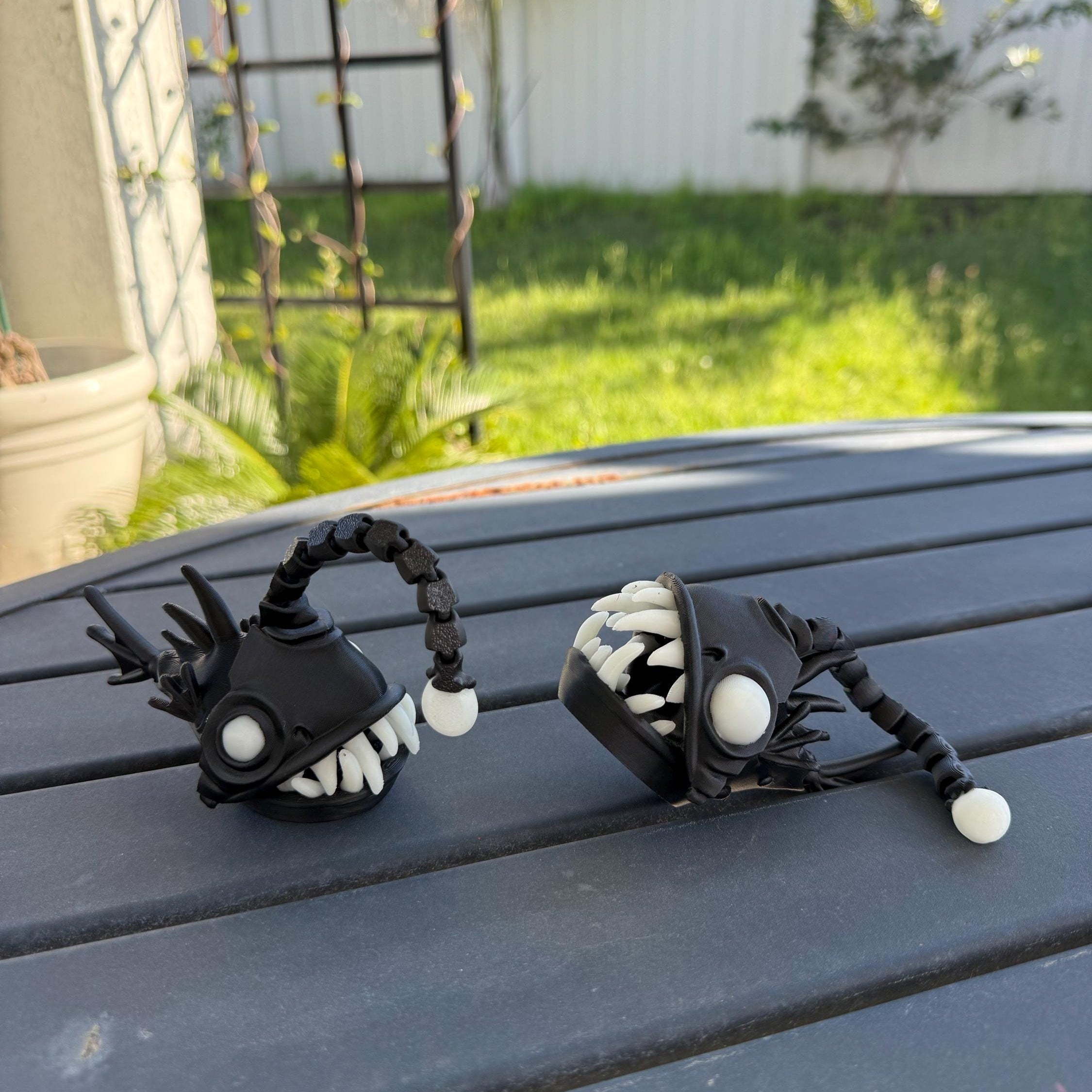 Black Seadevil Anglerfish - 3D Print - Desk Decor Horror Fidget Creepy Cute Glow in Dark-Create Fantasy Crafts